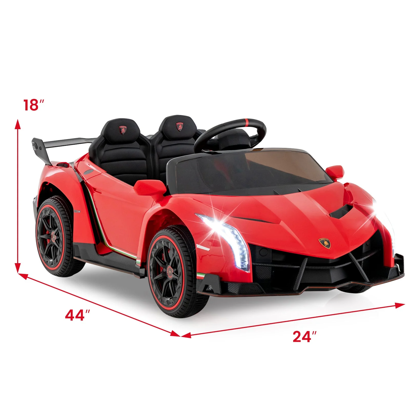 12V Licensed Lamborghini 4WD Kids Ride-on Sports Car with 2.4G Remote-Red - Image 4