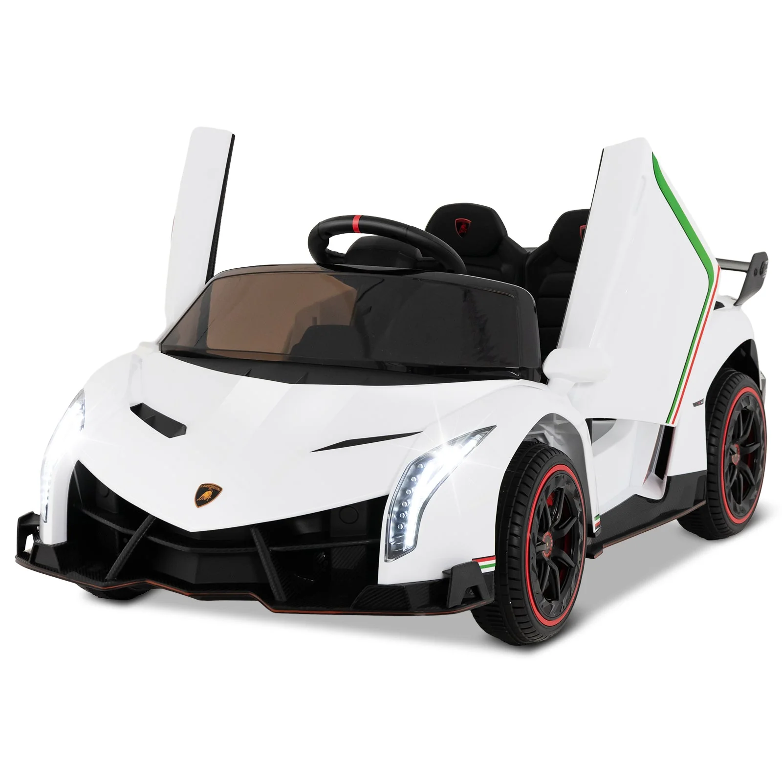 12V Licensed Lamborghini 4WD Kids Ride-on Sports Car with 2.4G Remote-White - Image 3