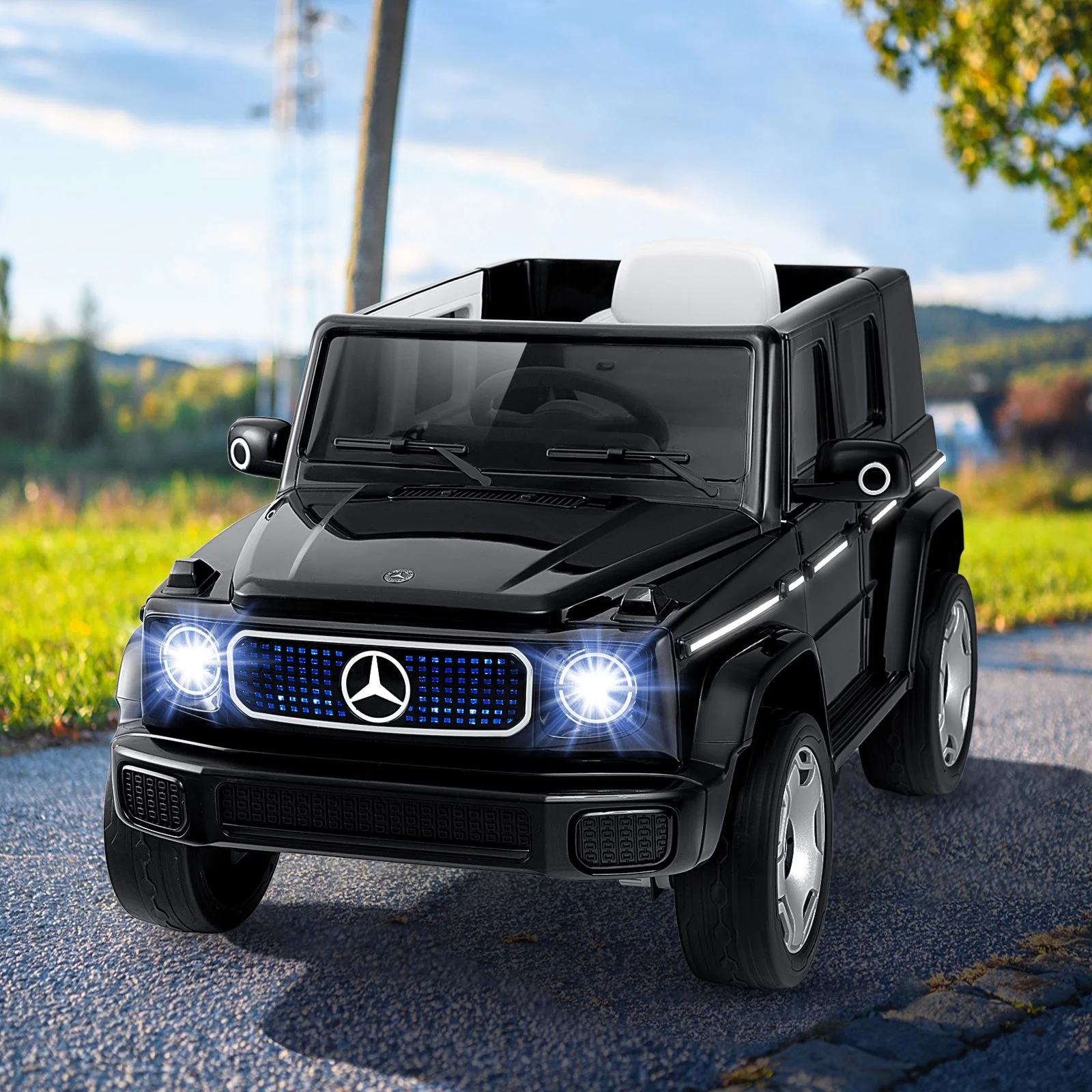 12V Licensed Mercedes-Benz EQG Kids Ride On Car with Remote Control-Black - Image 2