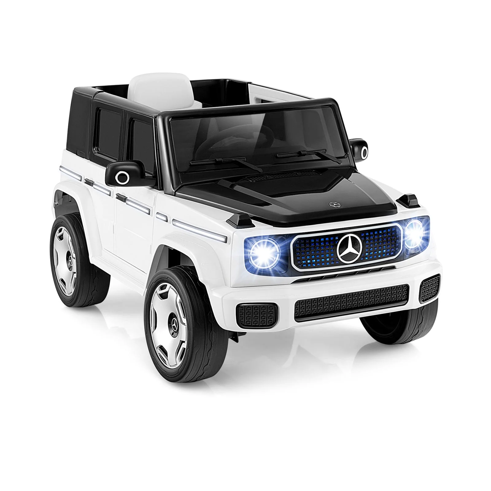 12V Licensed Mercedes-Benz EQG Kids Ride On Car with Remote Control-White - Image 3