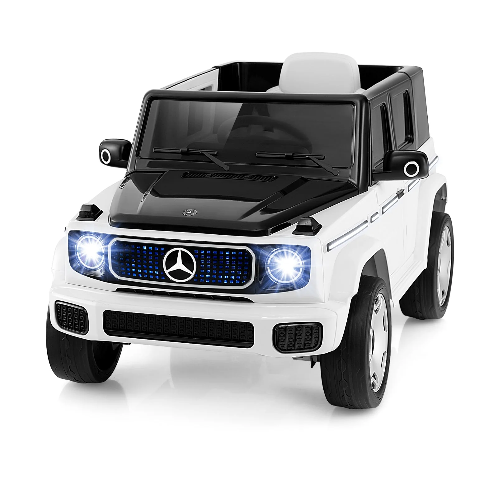 12V Licensed Mercedes-Benz EQG Kids Ride On Car with Remote Control-White - Image 4
