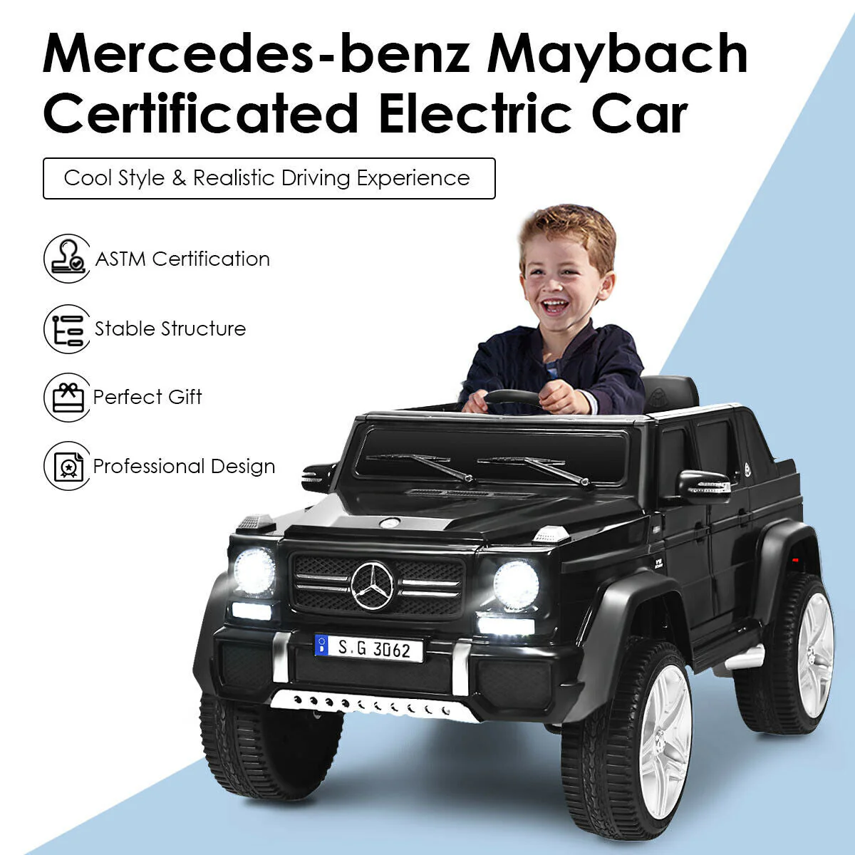 12V Licensed Mercedes-Benz Kids Ride On Car-Black - Image 8