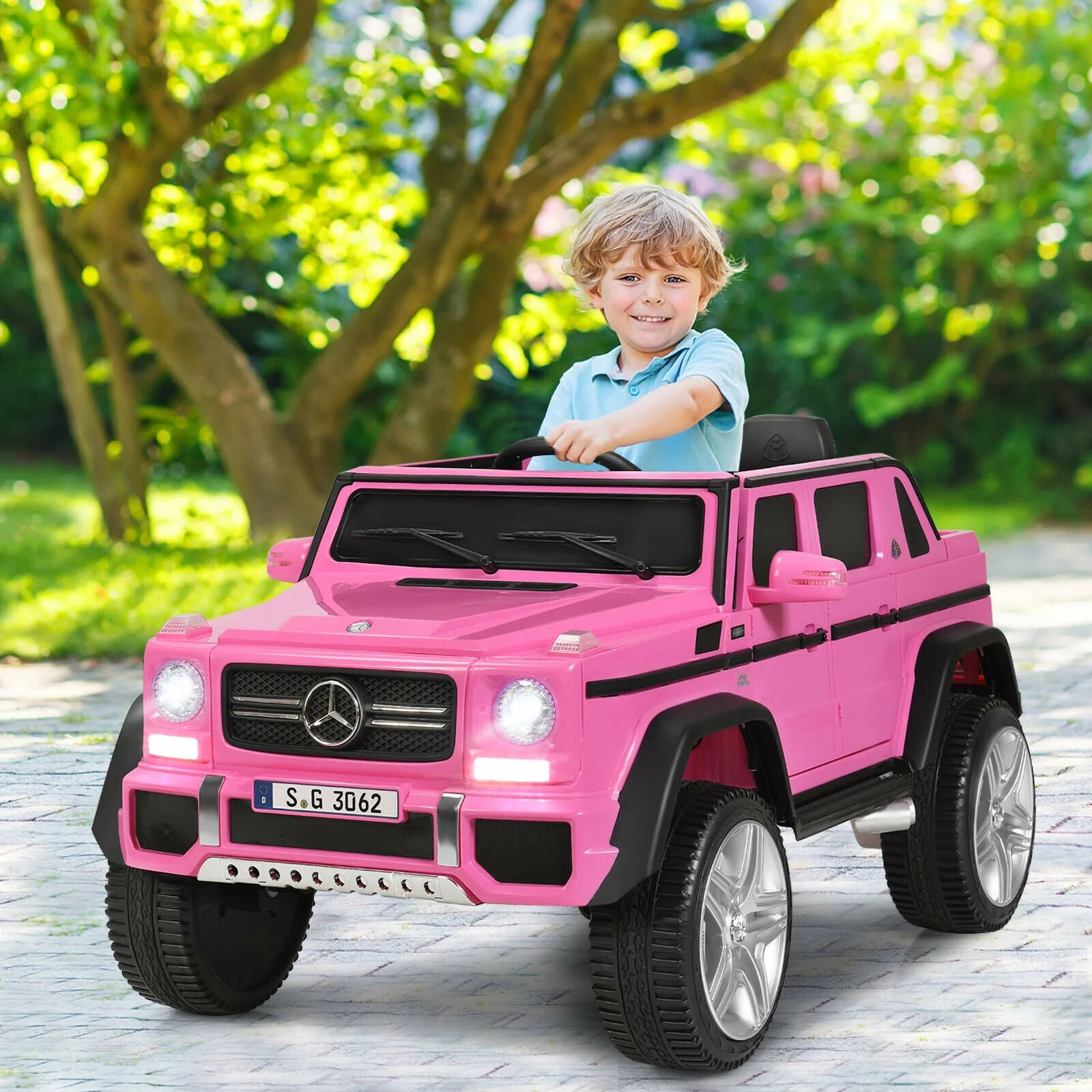 12V Licensed Mercedes-Benz Kids Ride On Car-Pink - Image 2