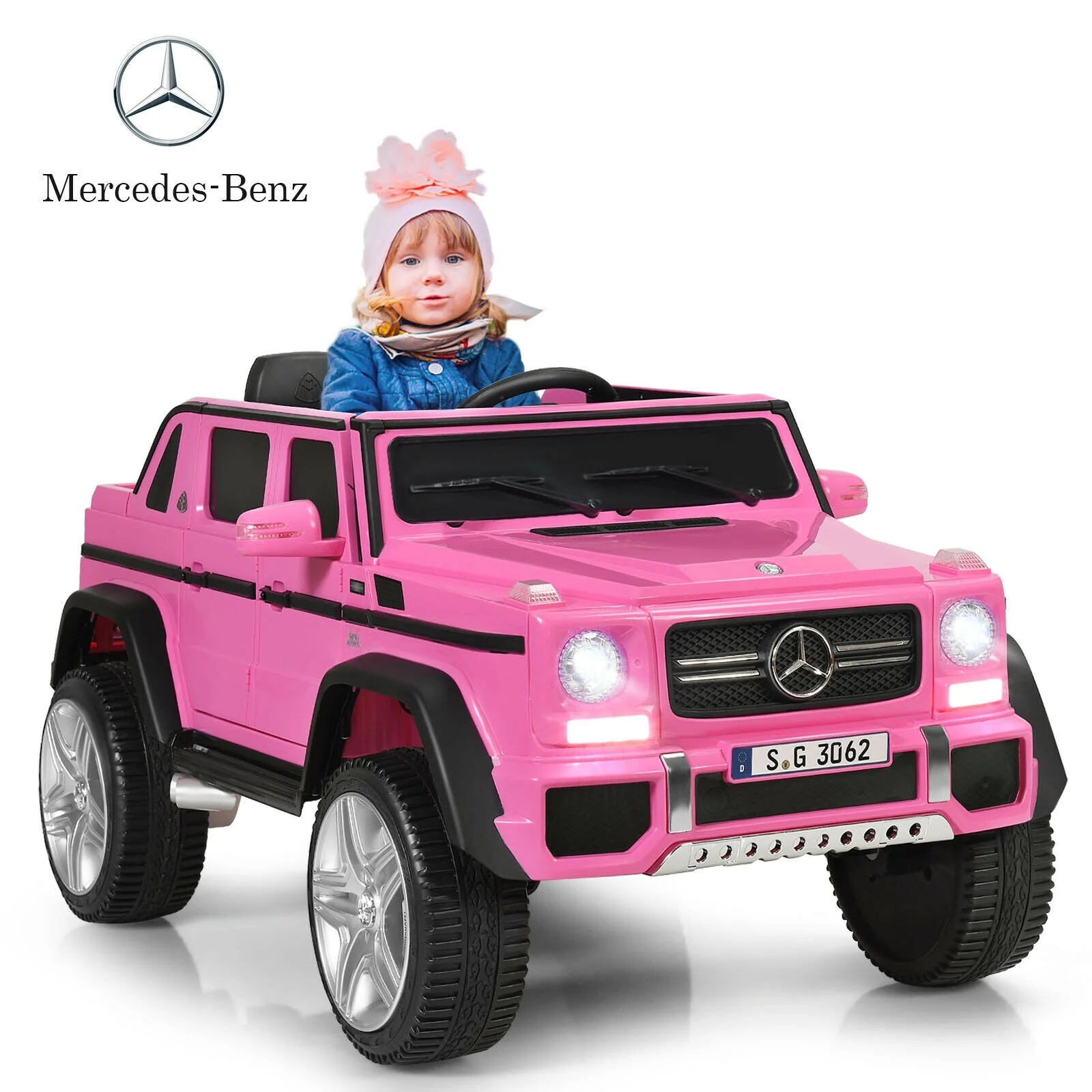 12V Licensed Mercedes-Benz Kids Ride On Car-Pink - Image 4
