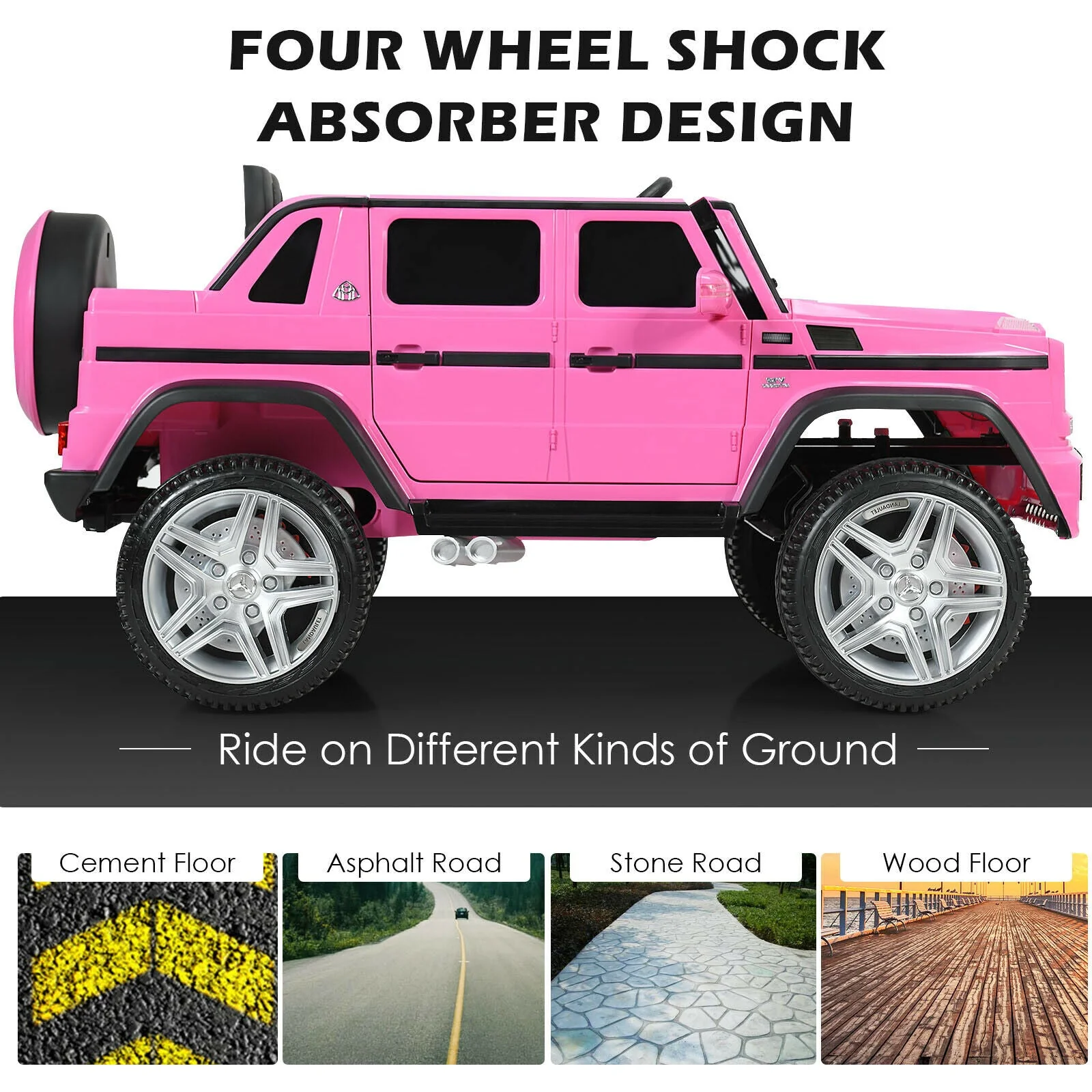 12V Licensed Mercedes-Benz Kids Ride On Car-Pink - Image 7