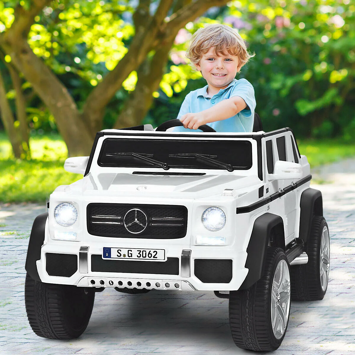 12V Licensed Mercedes-Benz Kids Ride On Car-White - Image 2