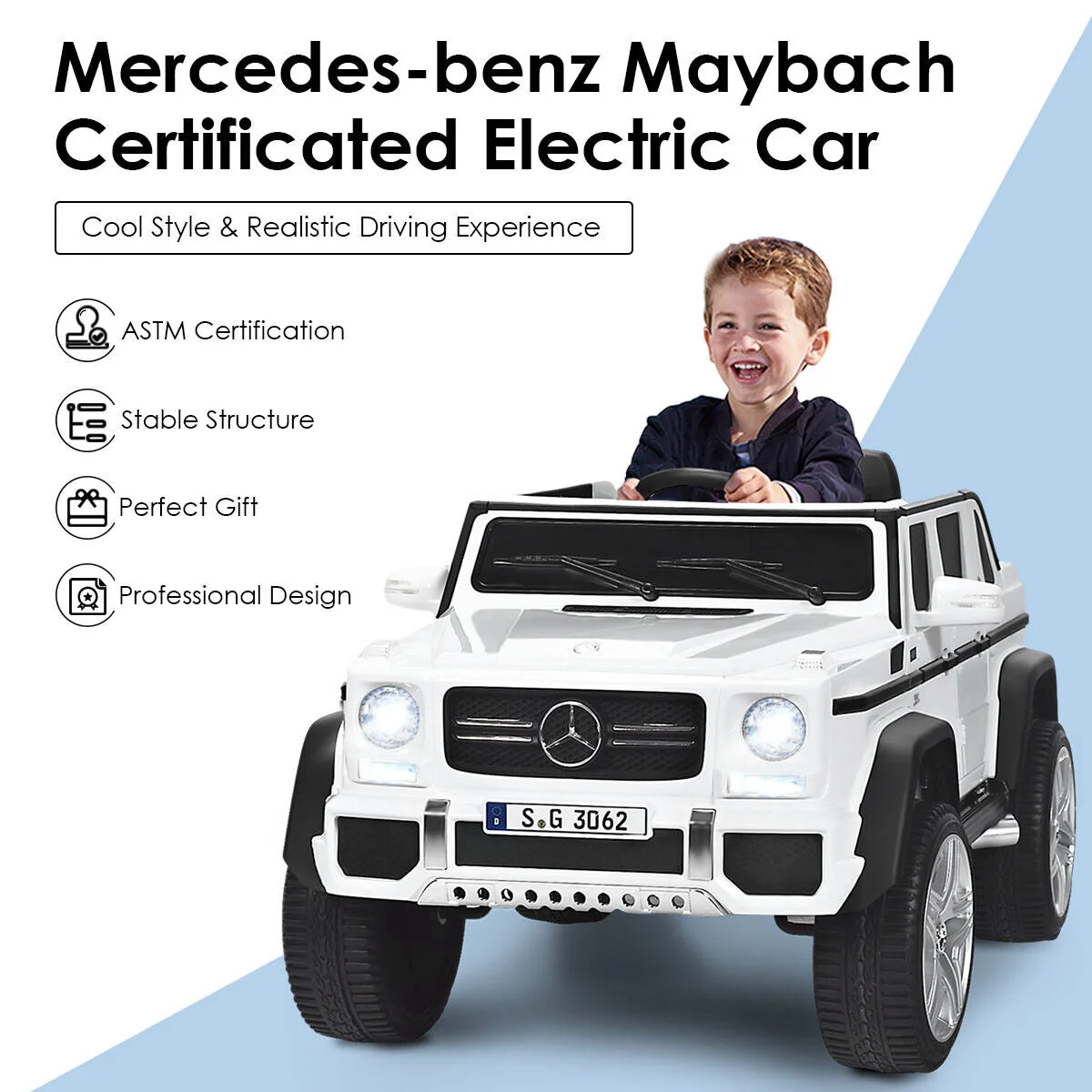 12V Licensed Mercedes-Benz Kids Ride On Car-White - Image 8
