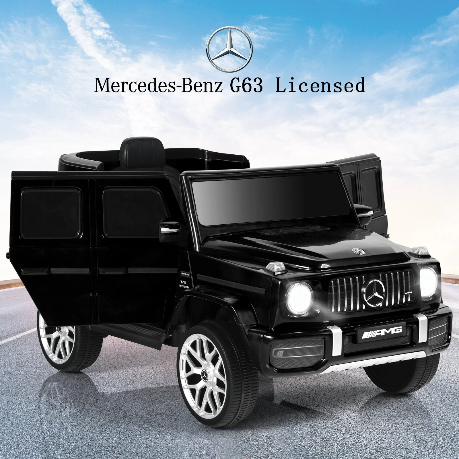 12V Mercedes-Benz G63 Licensed Kids Ride On Car with Remote Control-Black - Image 5