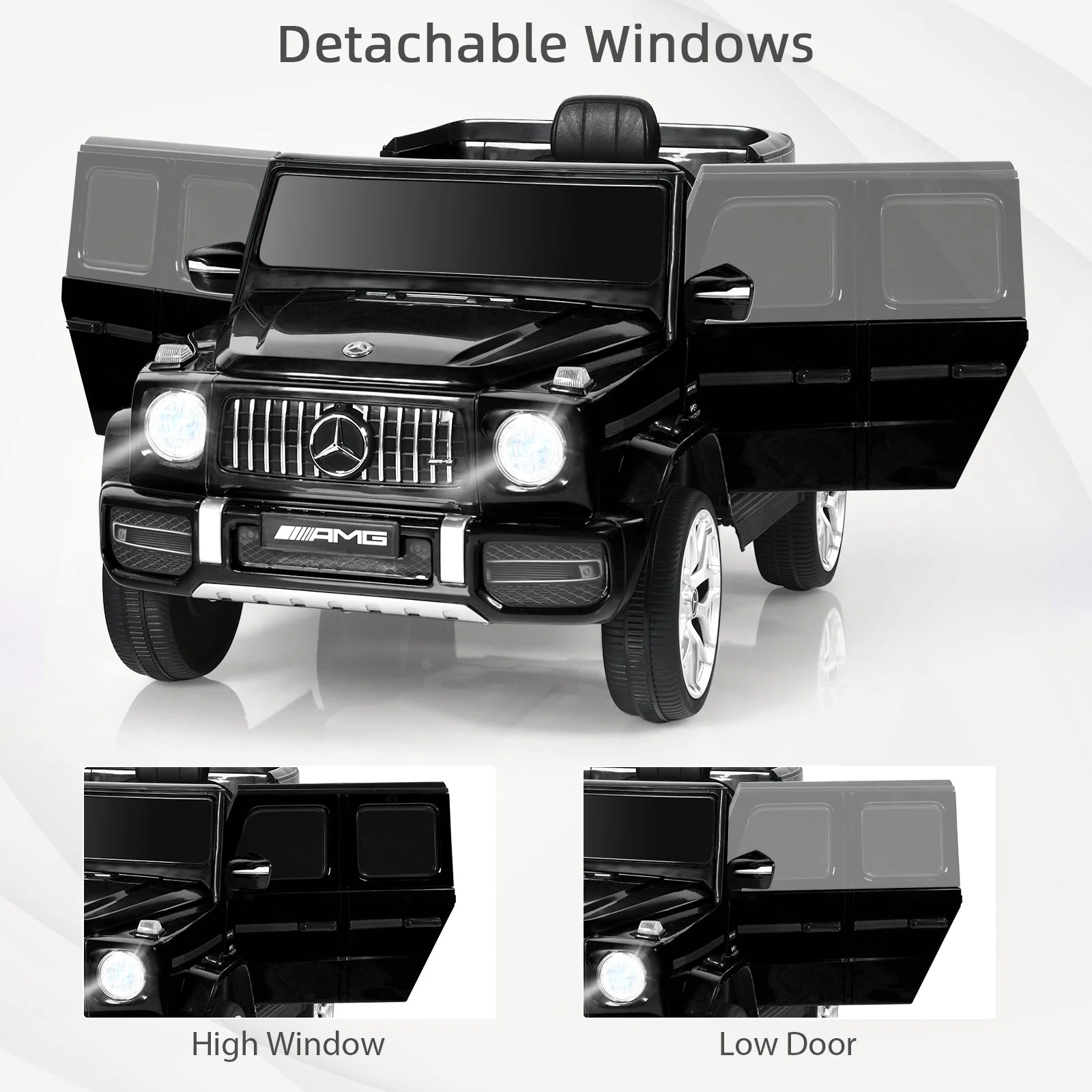 12V Mercedes-Benz G63 Licensed Kids Ride On Car with Remote Control-Black - Image 6