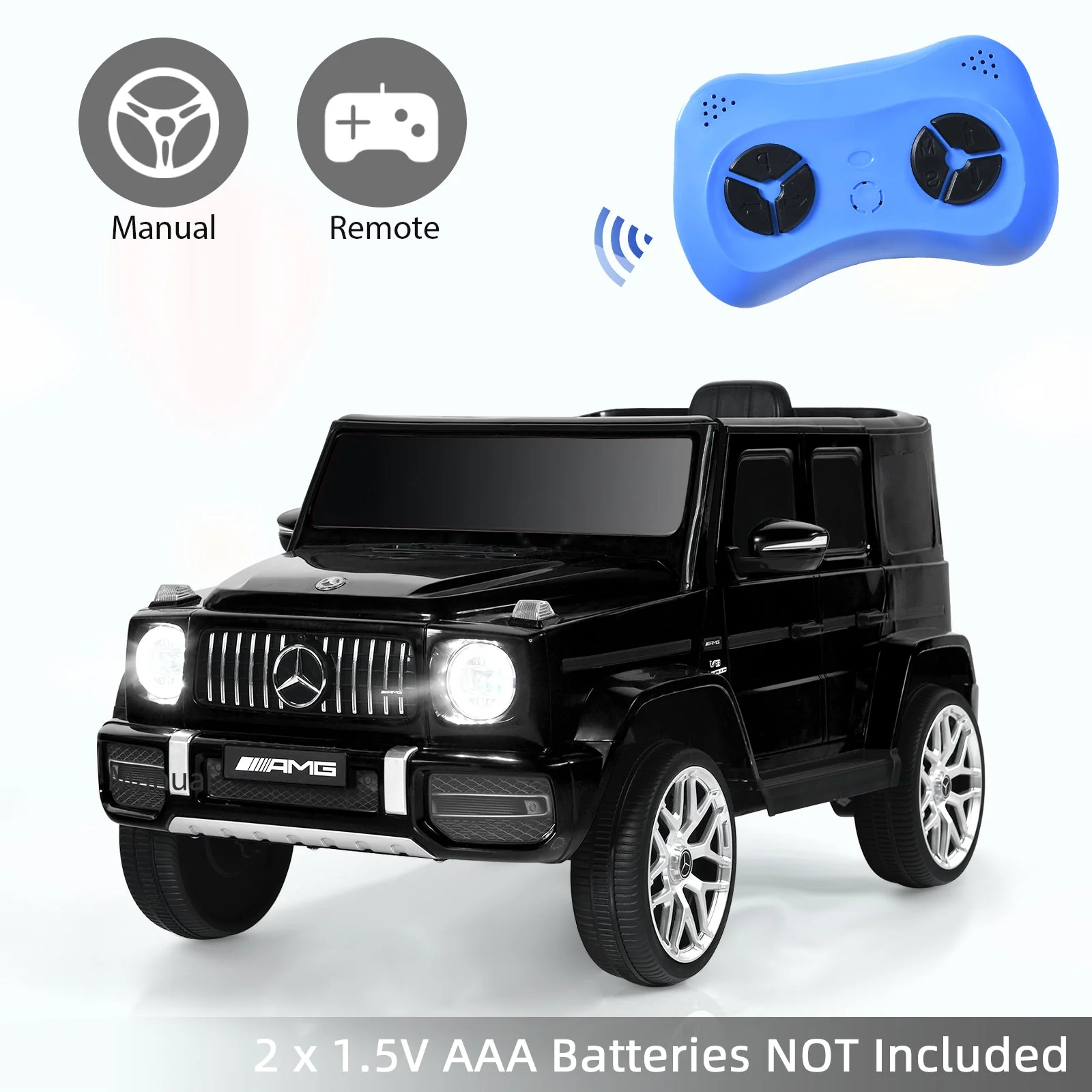 12V Mercedes-Benz G63 Licensed Kids Ride On Car with Remote Control-Black - Image 8