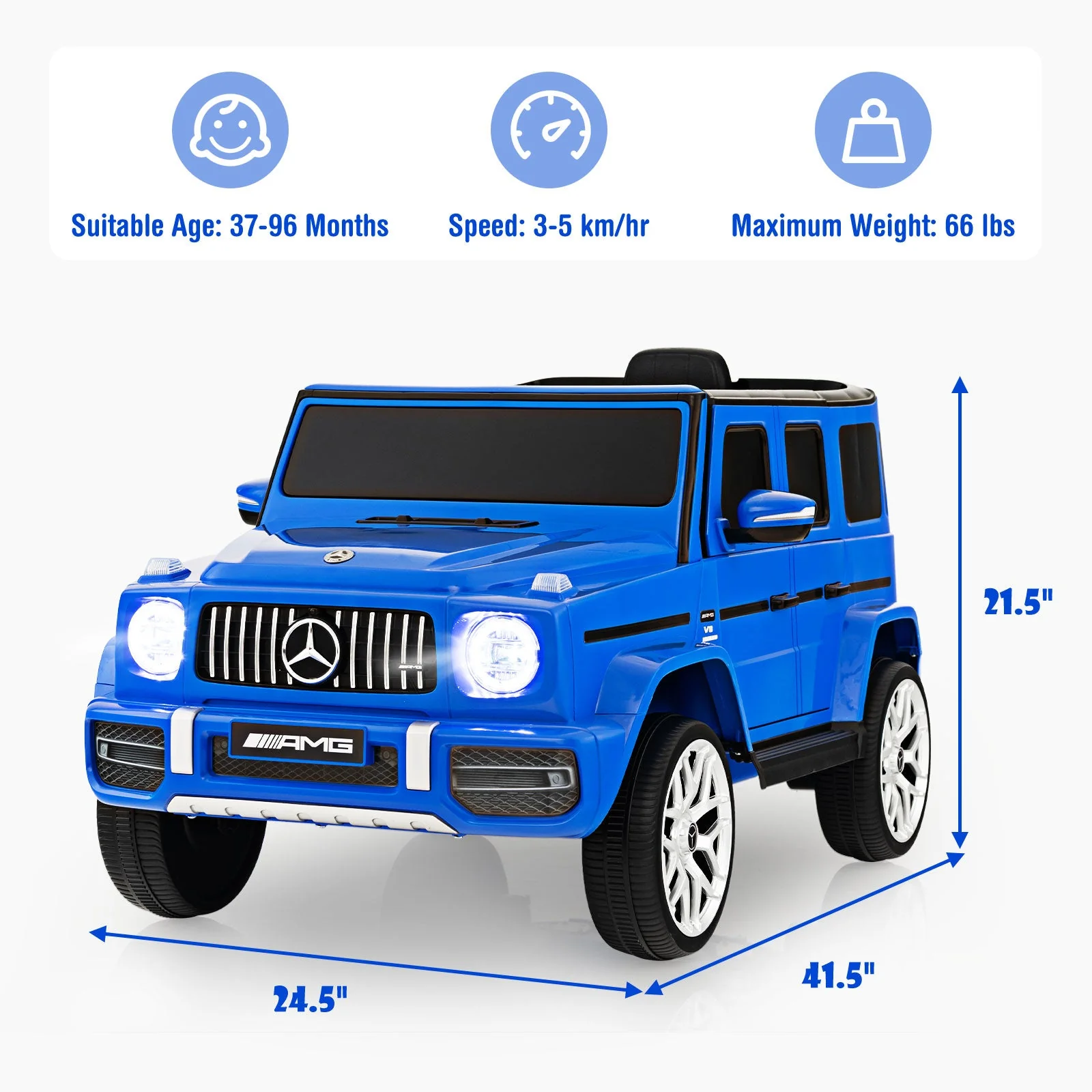 12V Mercedes-Benz G63 Licensed Kids Ride On Car with Remote Control-Navy - Image 4