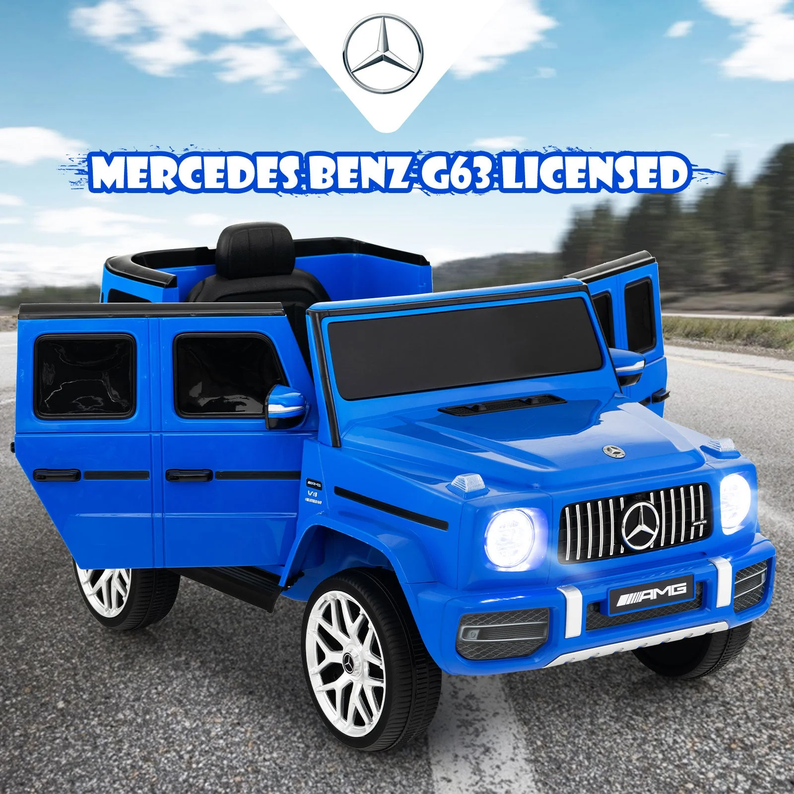12V Mercedes-Benz G63 Licensed Kids Ride On Car with Remote Control-Navy - Image 5
