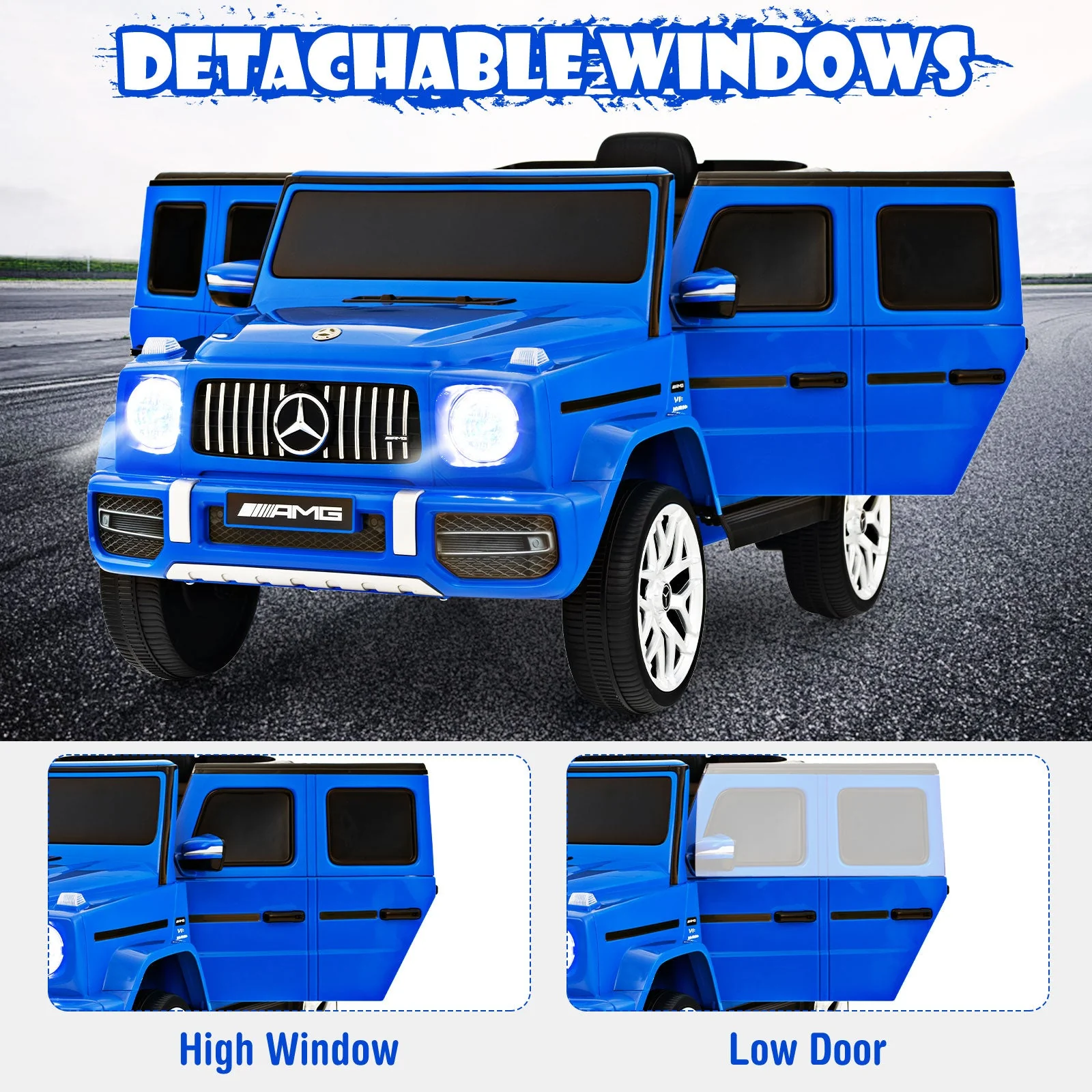 12V Mercedes-Benz G63 Licensed Kids Ride On Car with Remote Control-Navy - Image 6