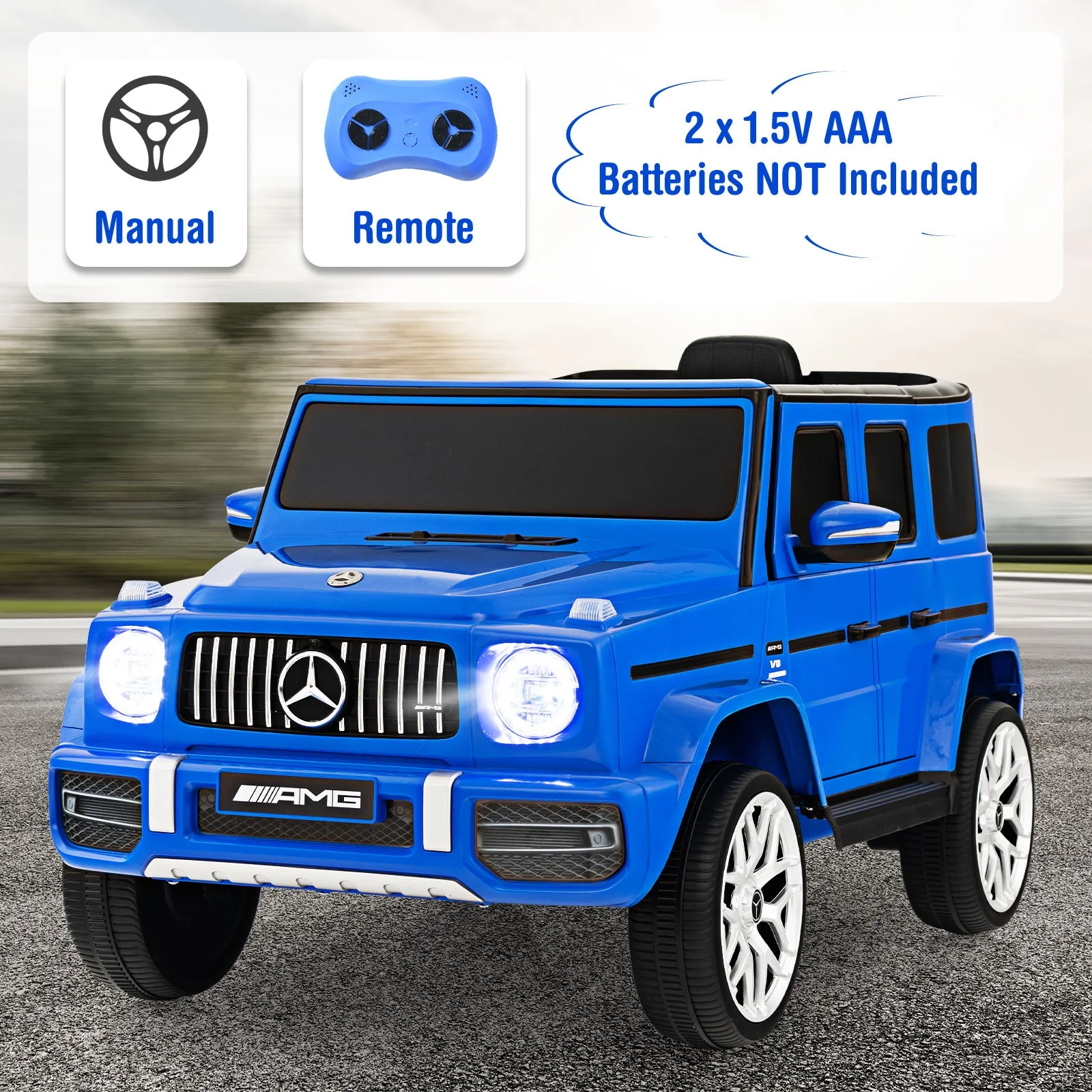 12V Mercedes-Benz G63 Licensed Kids Ride On Car with Remote Control-Navy - Image 8