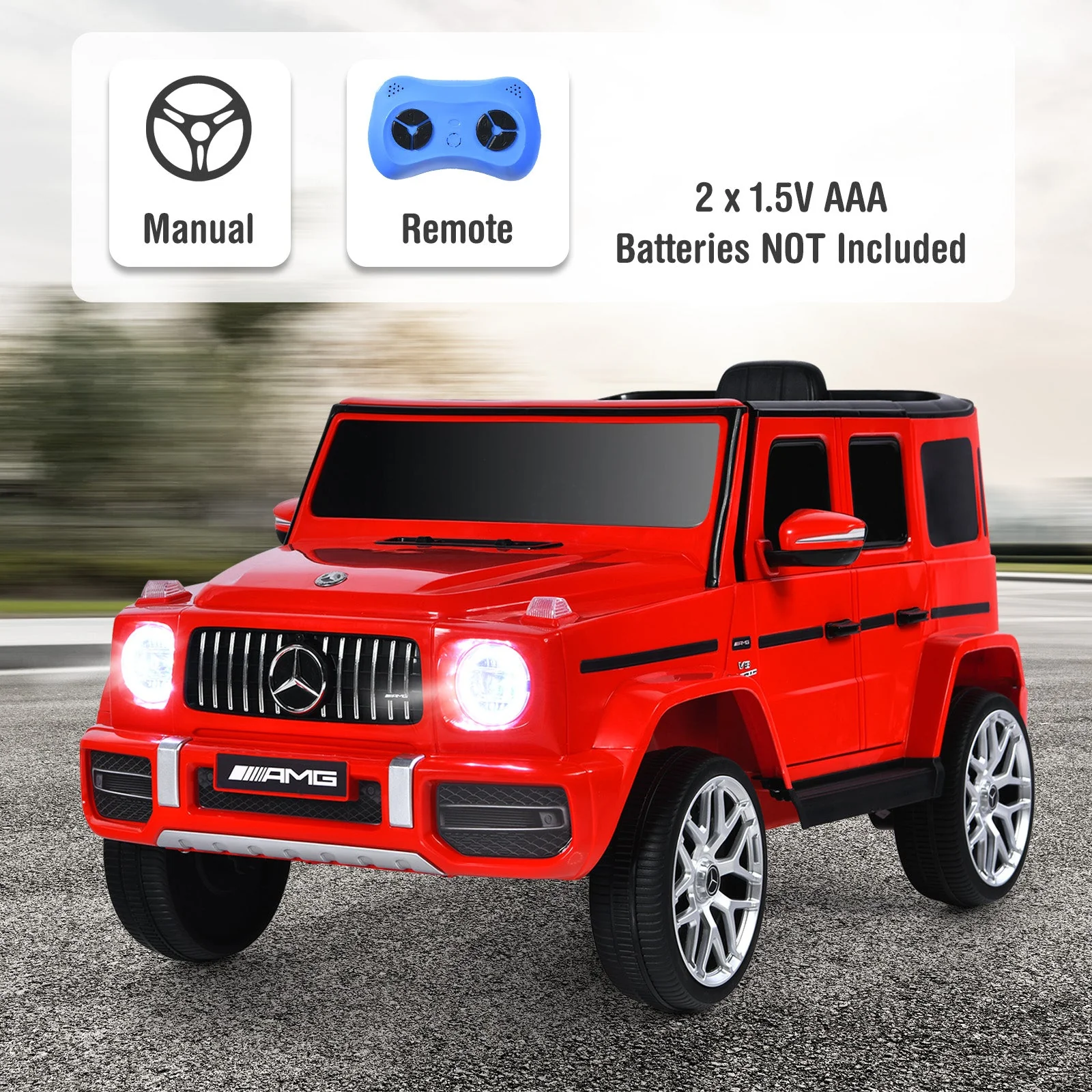 12V Mercedes-Benz G63 Licensed Kids Ride On Car with Remote Control-Red - Image 2