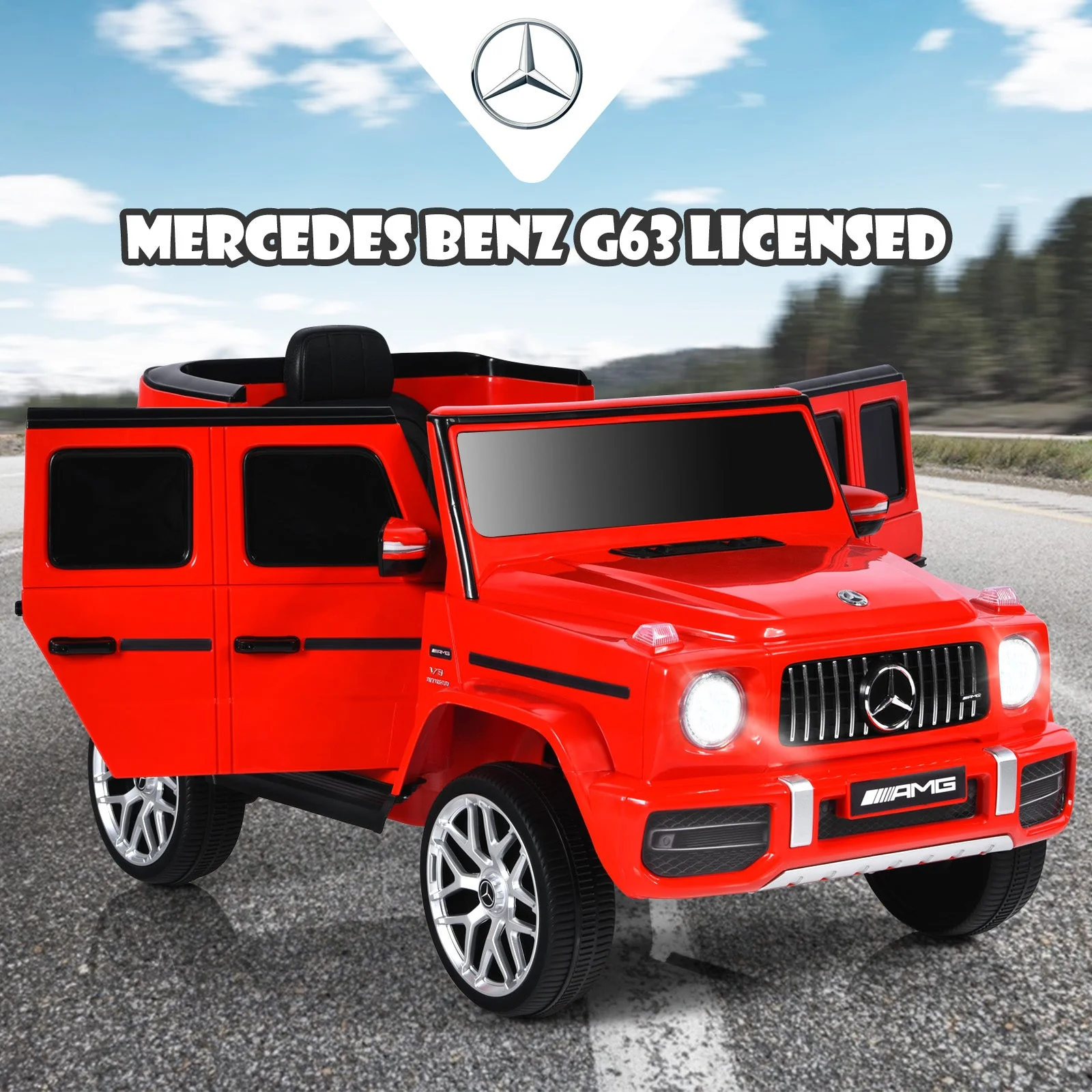 12V Mercedes-Benz G63 Licensed Kids Ride On Car with Remote Control-Red - Image 6