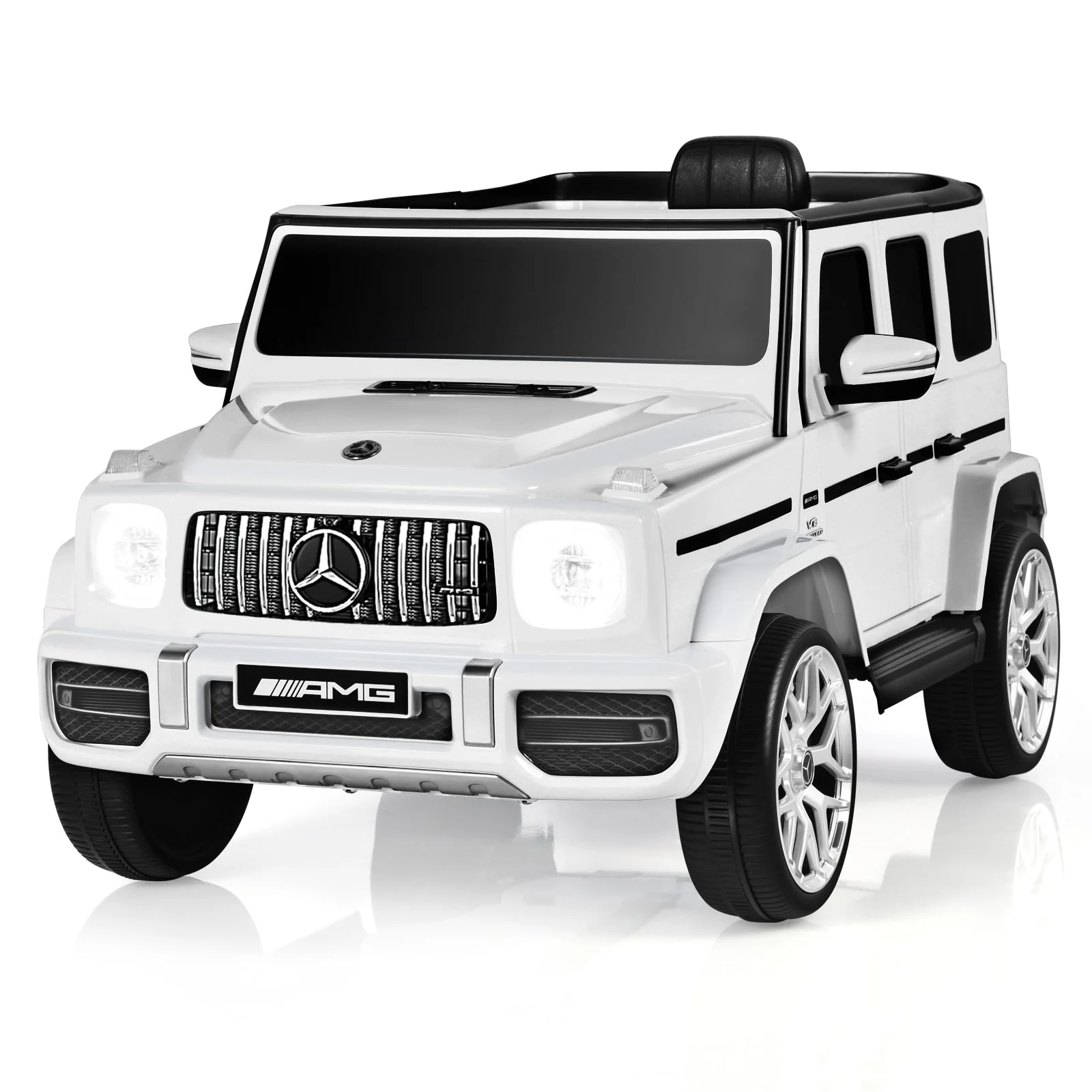 12V Mercedes-Benz G63 Licensed Kids Ride On Car with Remote Control-White - Image 3