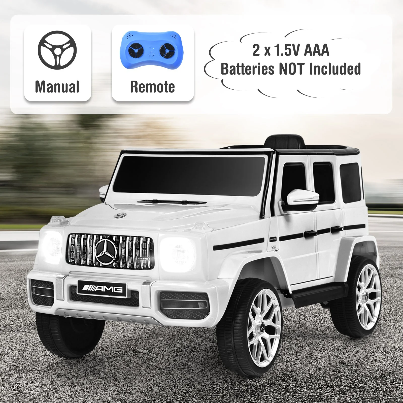 12V Mercedes-Benz G63 Licensed Kids Ride On Car with Remote Control-White - Image 4