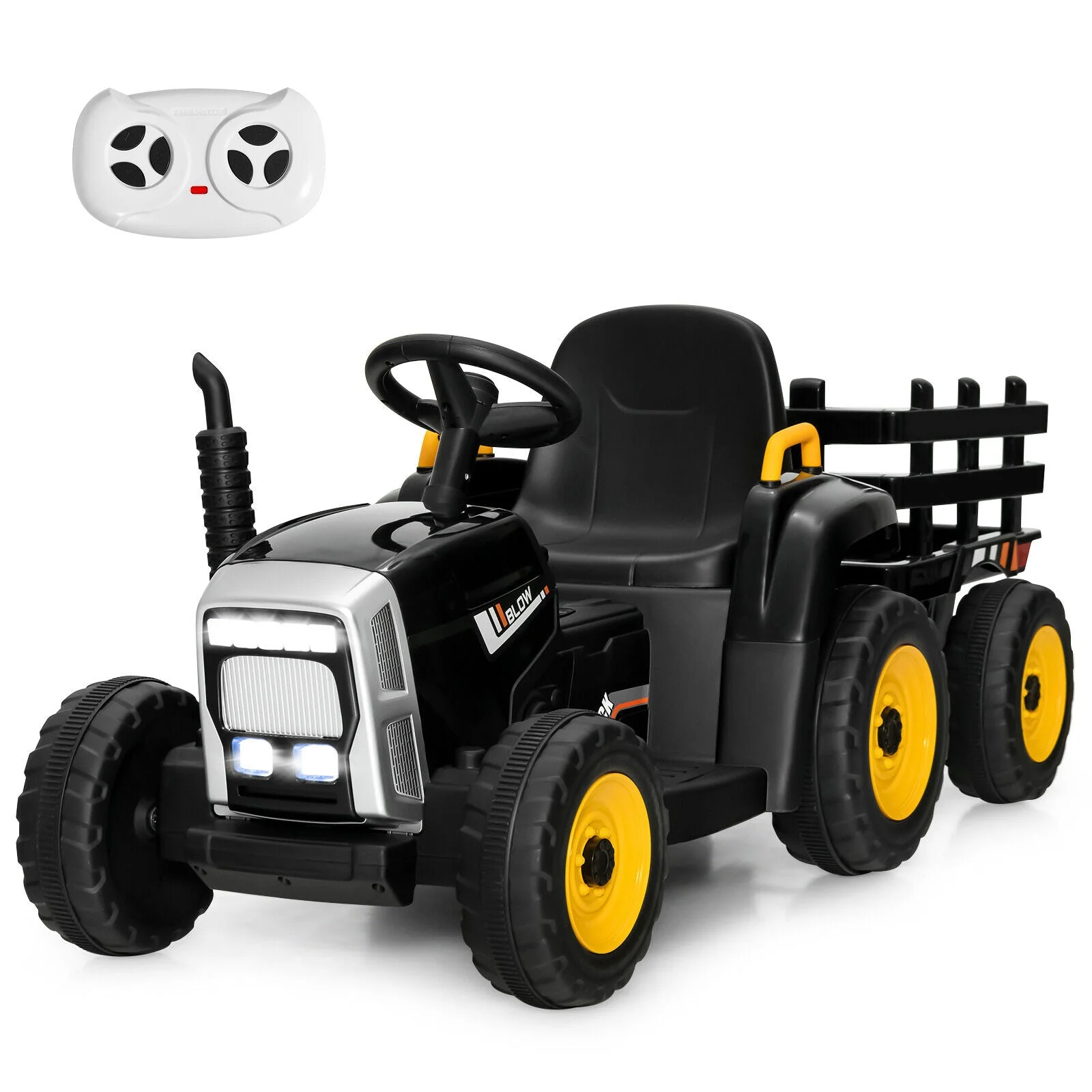12V Ride on Tractor with 3-Gear-Shift Ground Loader for Kids 3+ Years Old-Black - Image 3