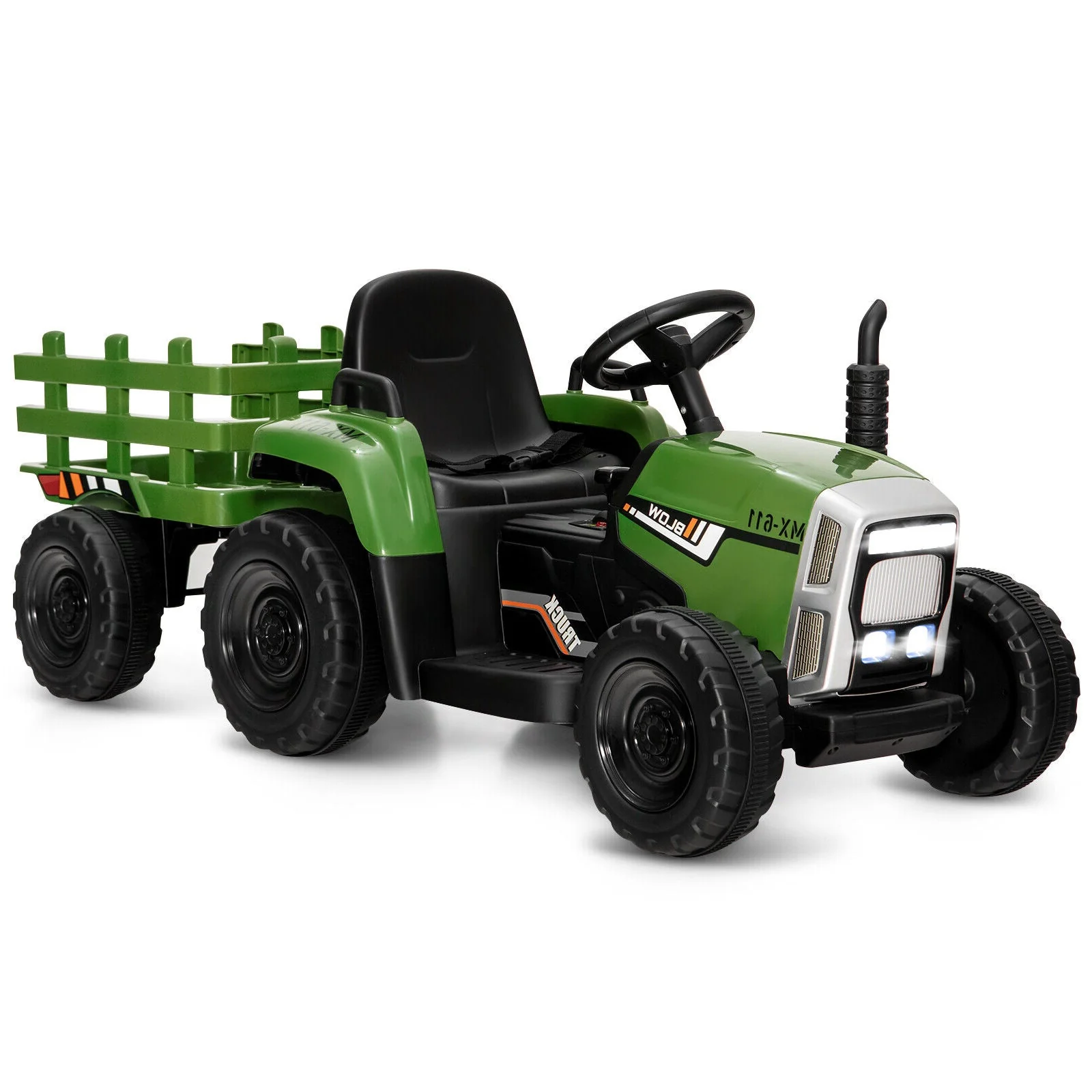 12V Ride on Tractor with 3-Gear-Shift Ground Loader for Kids 3+ Years Old-Dark Green - Image 3
