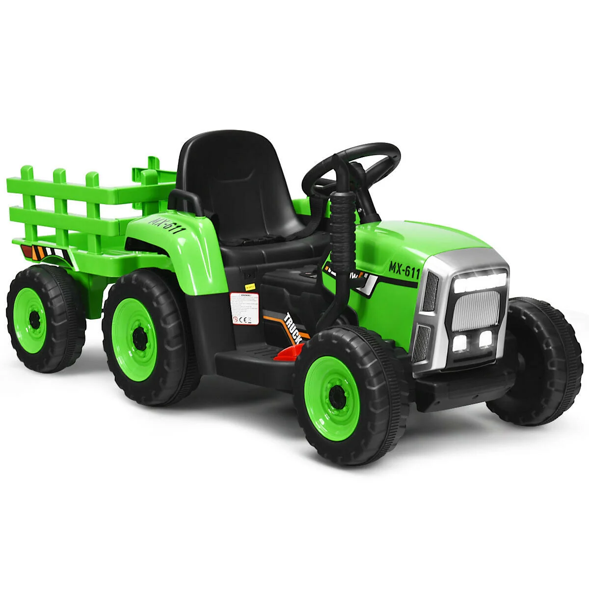 12V Ride on Tractor with 3-Gear-Shift Ground Loader for Kids 3+ Years Old-Green - Image 3