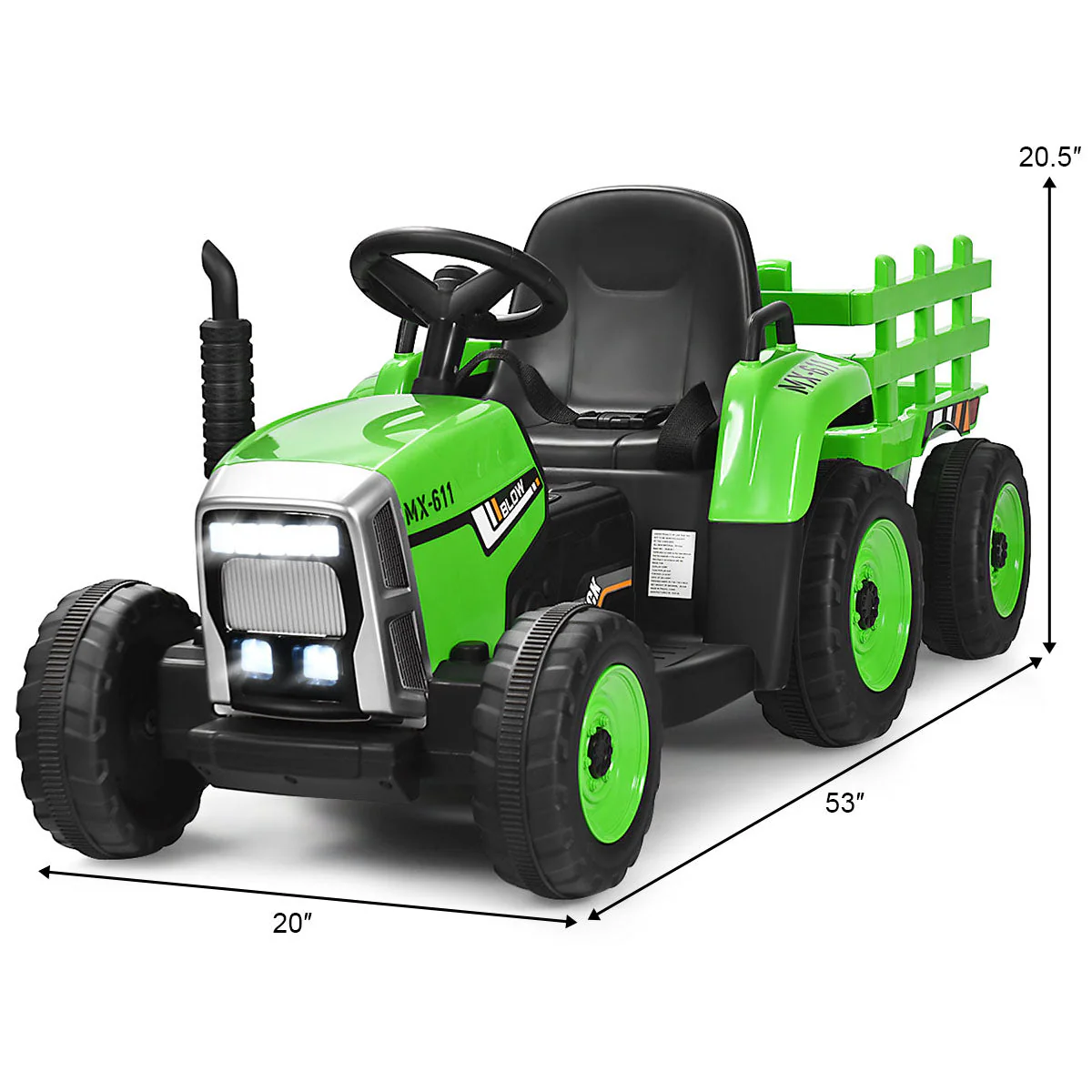12V Ride on Tractor with 3-Gear-Shift Ground Loader for Kids 3+ Years Old-Green - Image 5