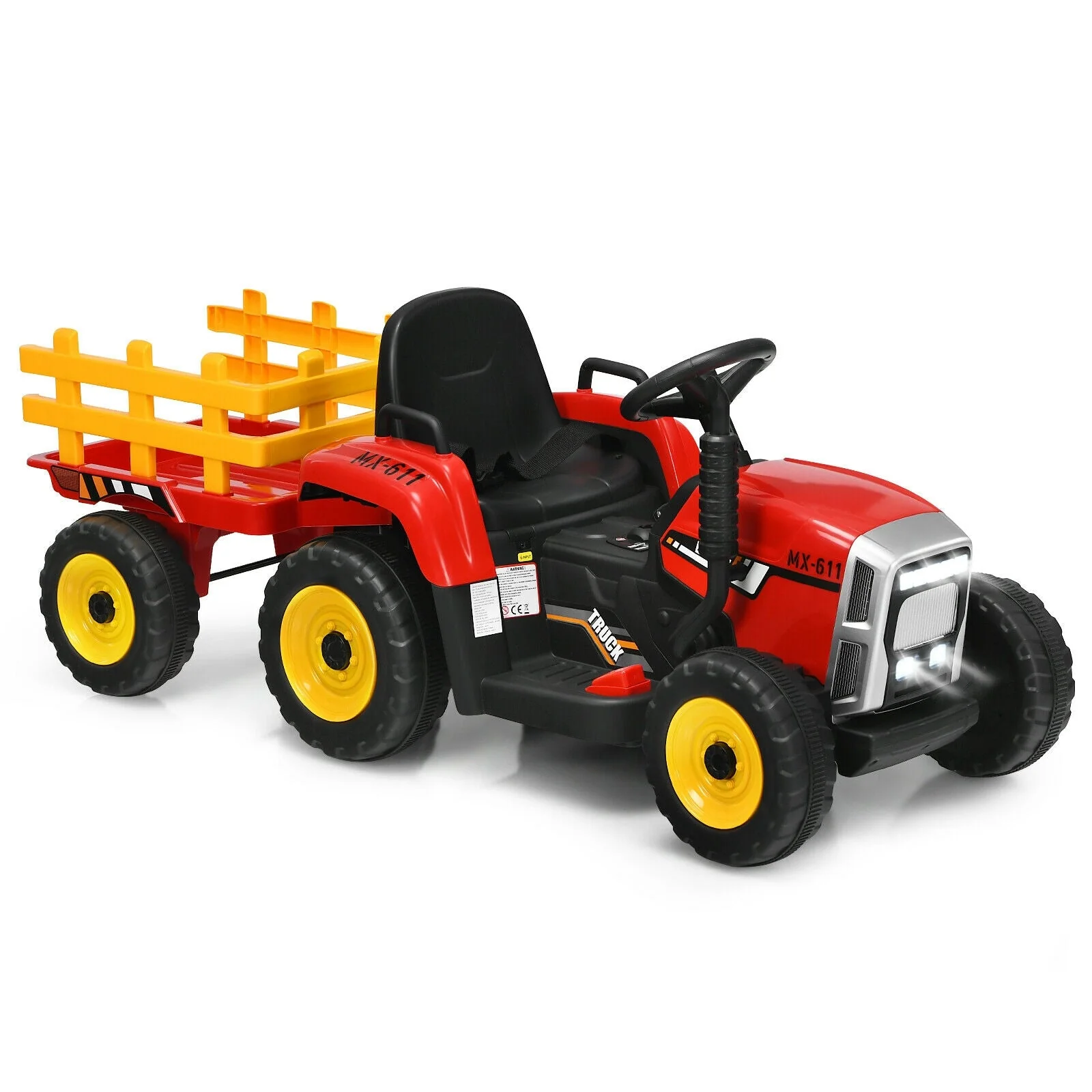 12V Ride on Tractor with 3-Gear-Shift Ground Loader for Kids 3+ Years Old-Red - Image 3