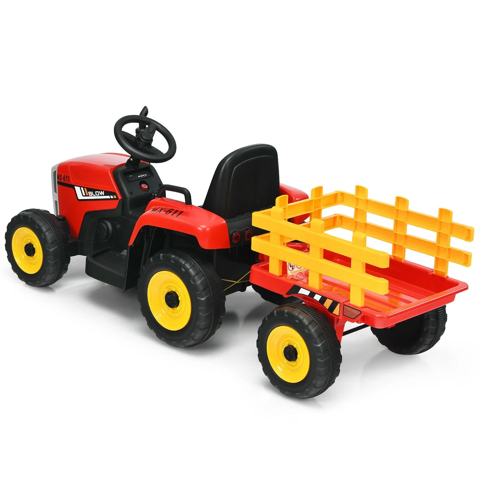 12V Ride on Tractor with 3-Gear-Shift Ground Loader for Kids 3+ Years Old-Red - Image 4
