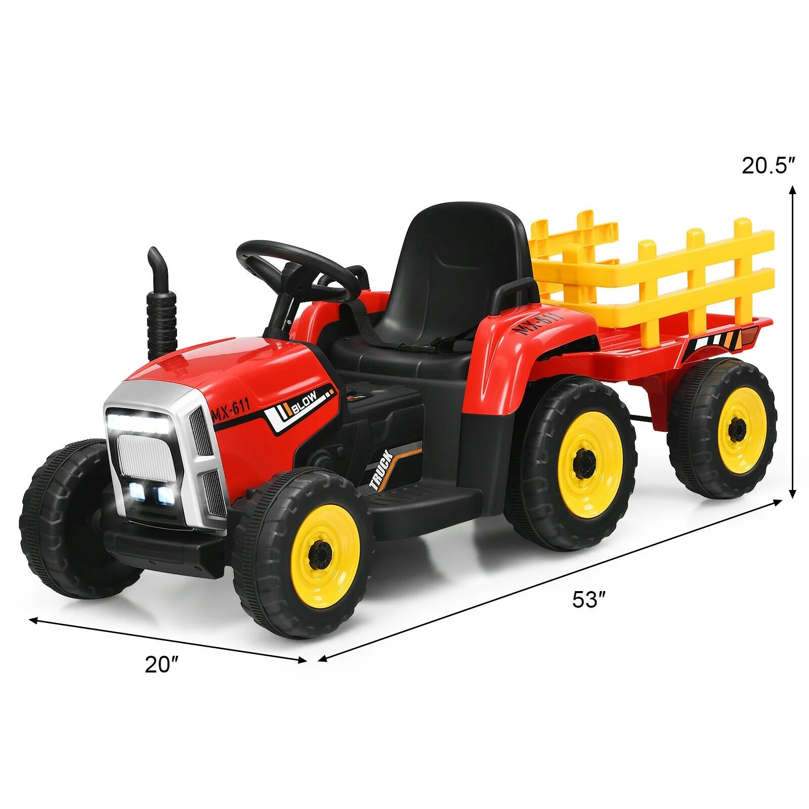 12V Ride on Tractor with 3-Gear-Shift Ground Loader for Kids 3+ Years Old-Red - Image 5