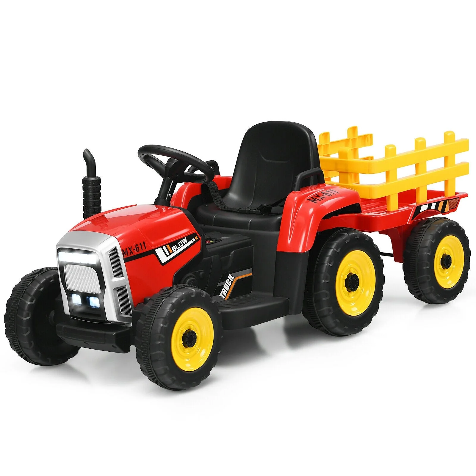 12V Ride on Tractor with 3-Gear-Shift Ground Loader for Kids 3+ Years Old-Red - Image 6
