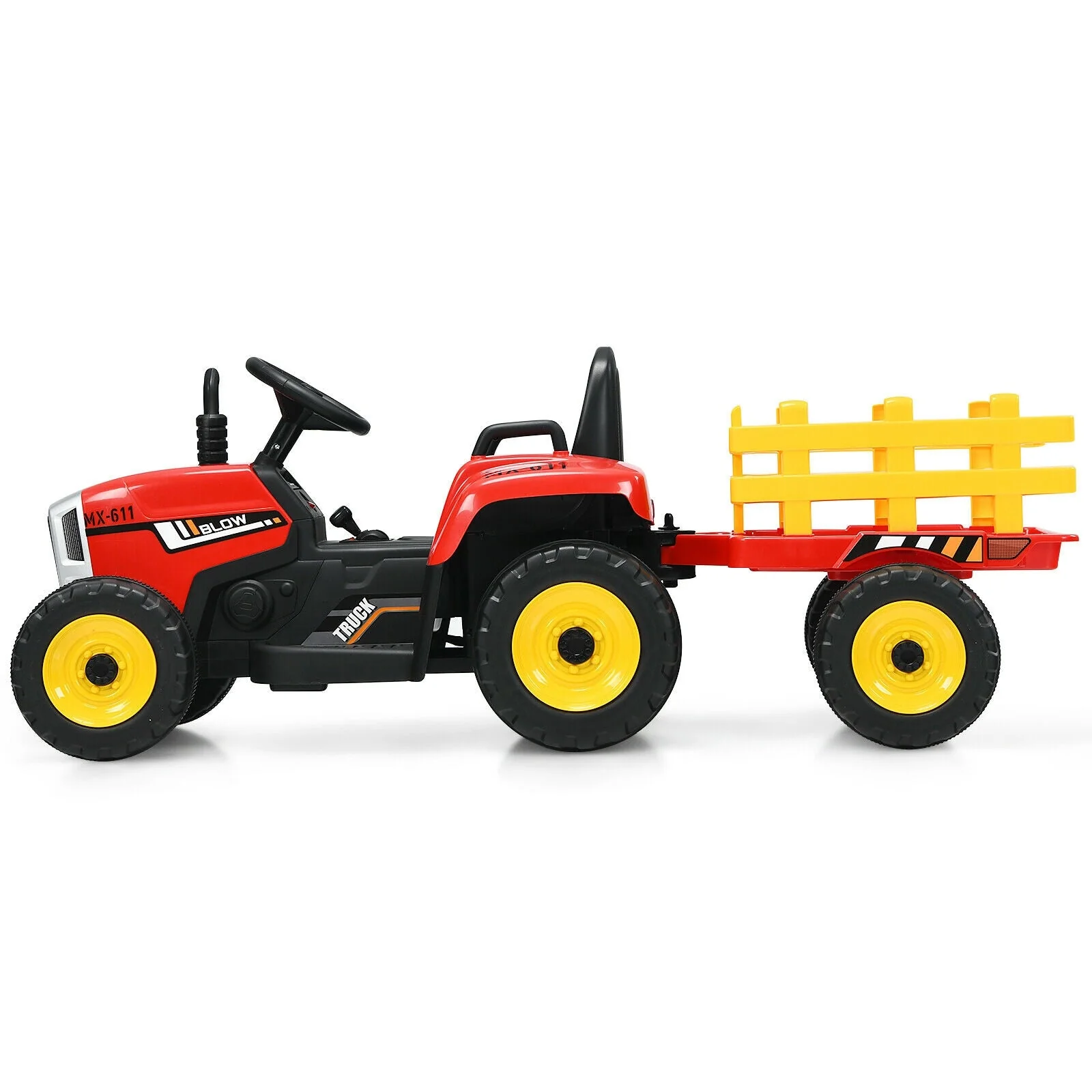 12V Ride on Tractor with 3-Gear-Shift Ground Loader for Kids 3+ Years Old-Red - Image 7