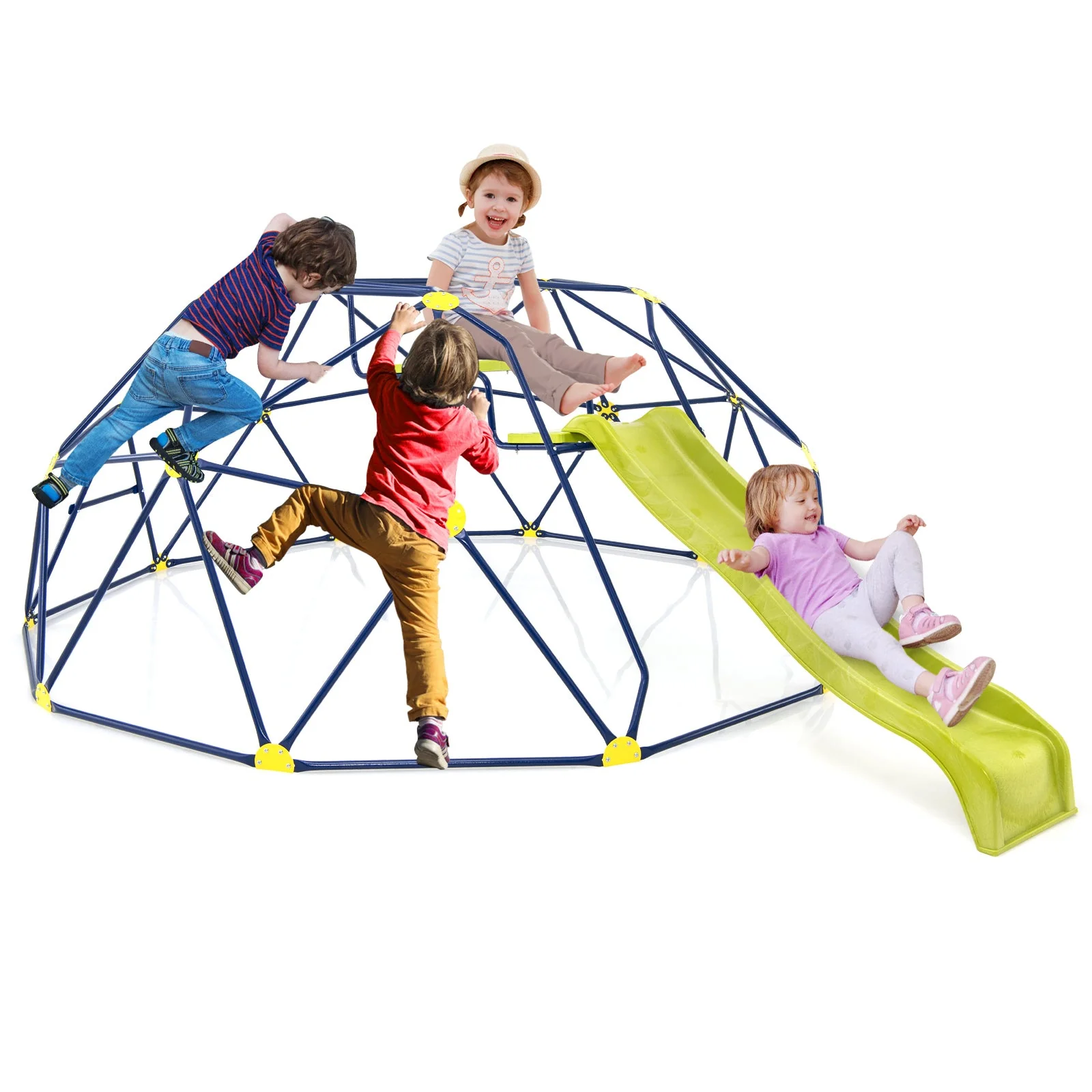 13.3 FT Climbing Dome Geometric Dome Climber with Extended Wavy Slide and 2 Rest Platforms-Multicolor - Image 3
