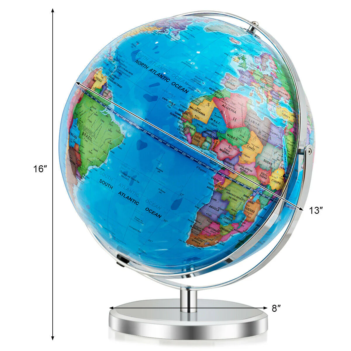13 Inch Illuminated World Globe 720° Rotating Map with LED Light - Image 5
