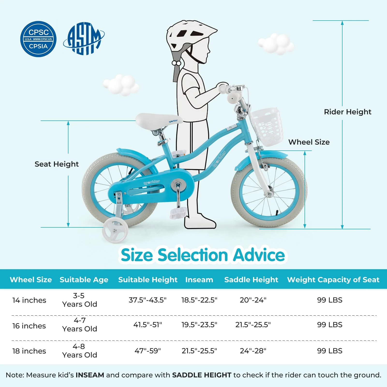 14/16/18 Inch Kids Bike with Dual Brakes and Adjustable Seat-14 inches - Image 3