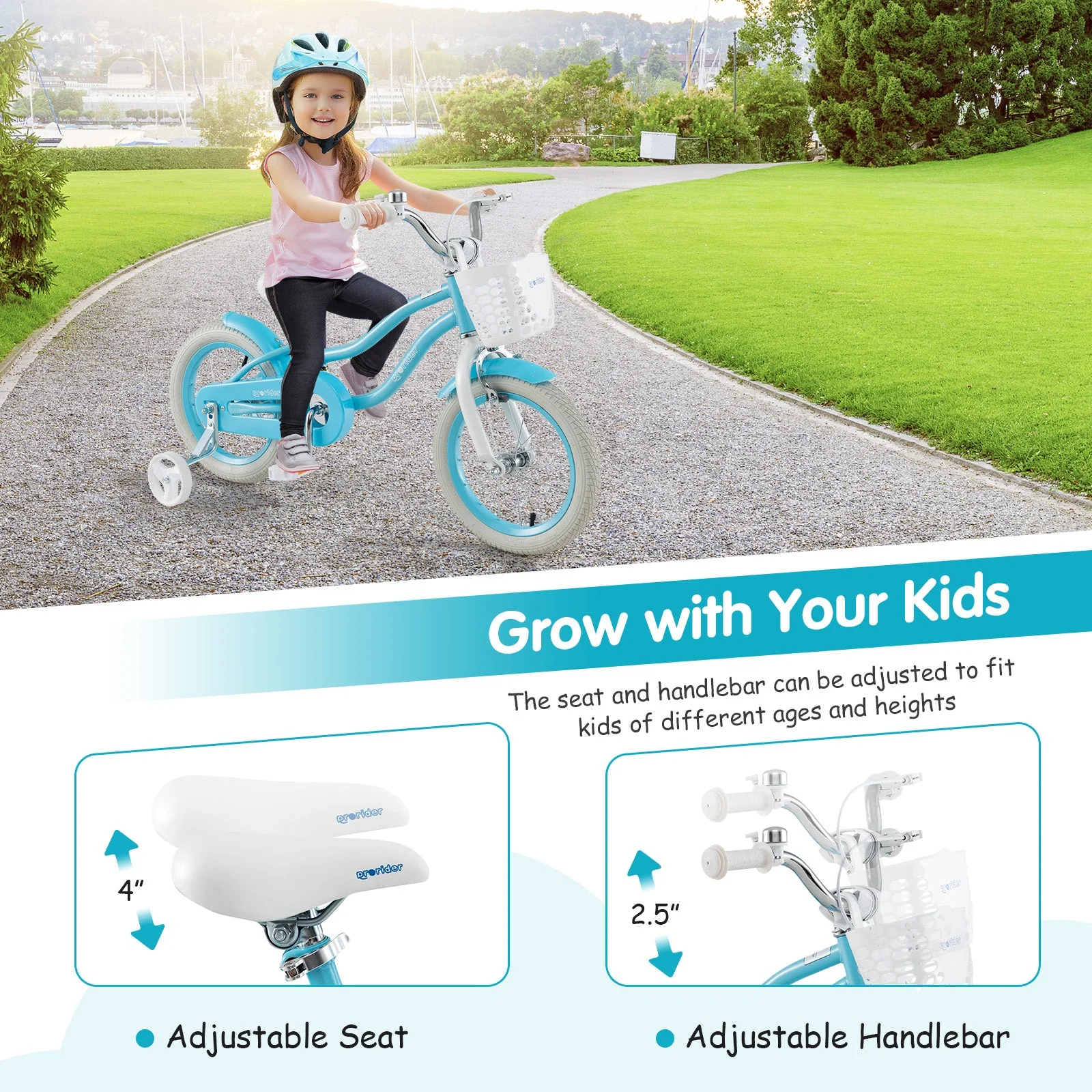 14/16/18 Inch Kids Bike with Dual Brakes and Adjustable Seat-14 inches - Image 4