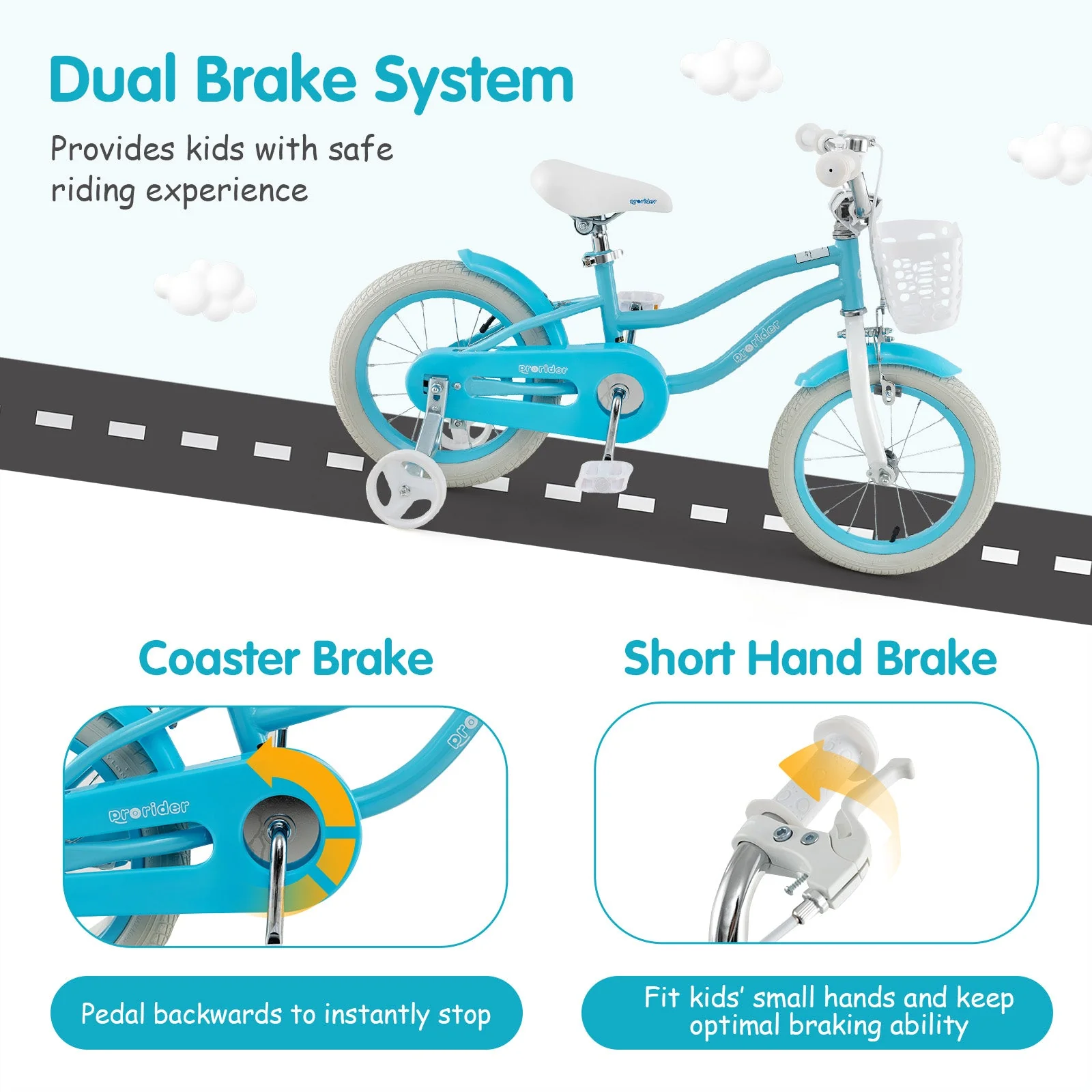 14/16/18 Inch Kids Bike with Dual Brakes and Adjustable Seat-14 inches - Image 5