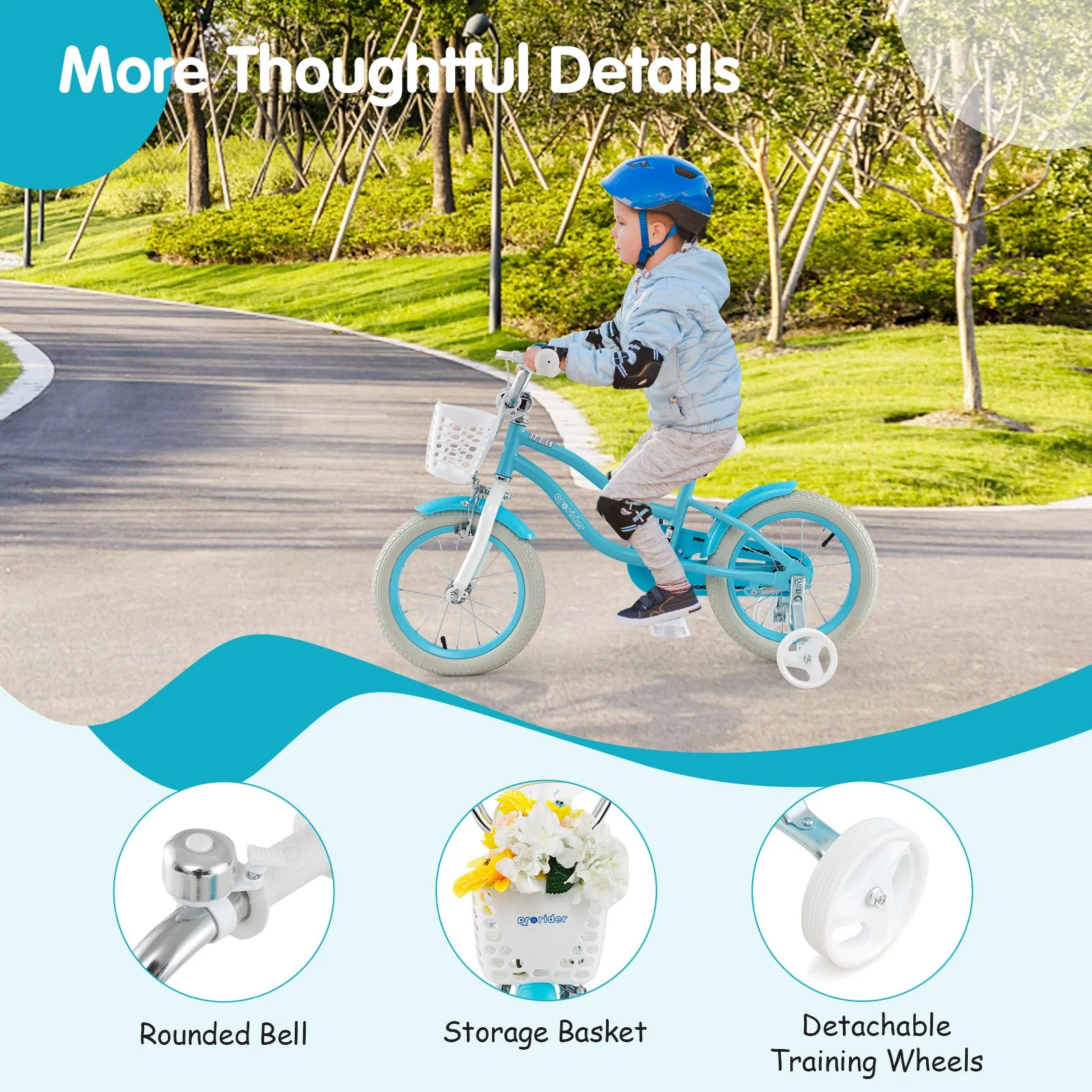 14/16/18 Inch Kids Bike with Dual Brakes and Adjustable Seat-14 inches - Image 8