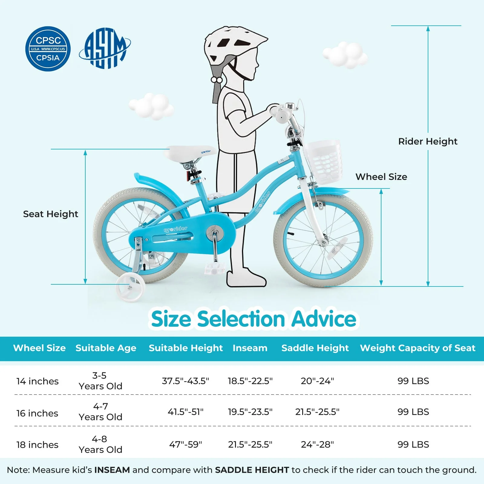 14/16/18 Inch Kids Bike with Dual Brakes and Adjustable Seat-16 inches - Image 4