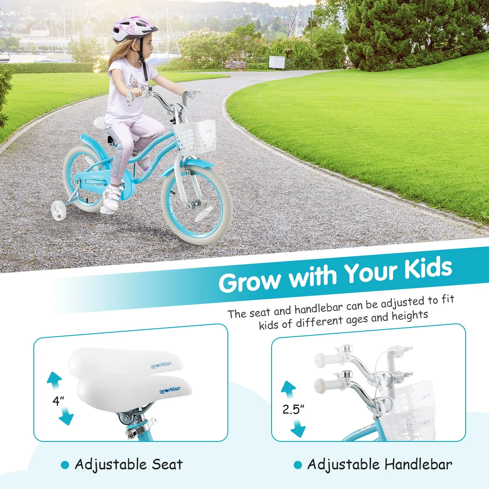 14/16/18 Inch Kids Bike with Dual Brakes and Adjustable Seat-16 inches - Image 5