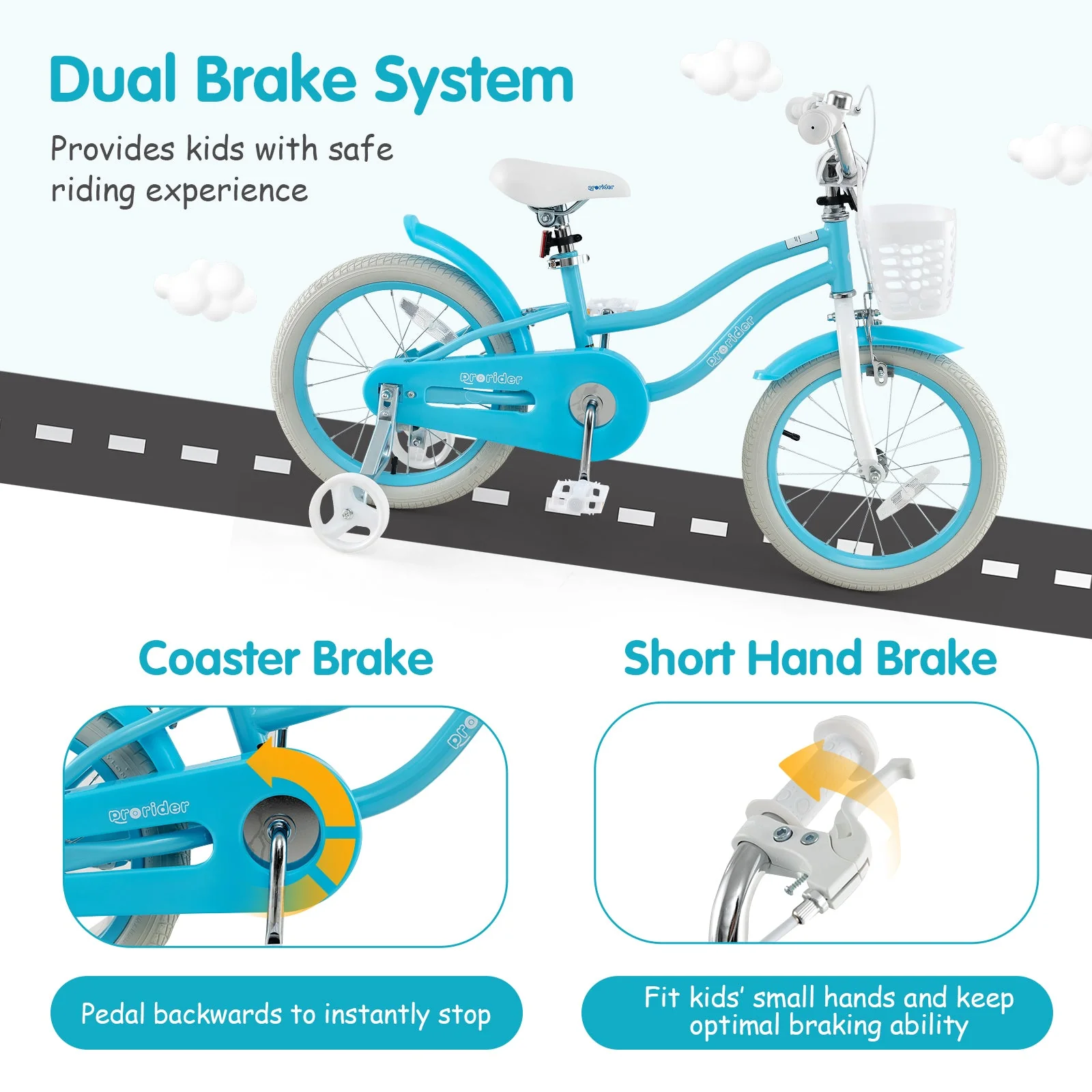 14/16/18 Inch Kids Bike with Dual Brakes and Adjustable Seat-16 inches - Image 6