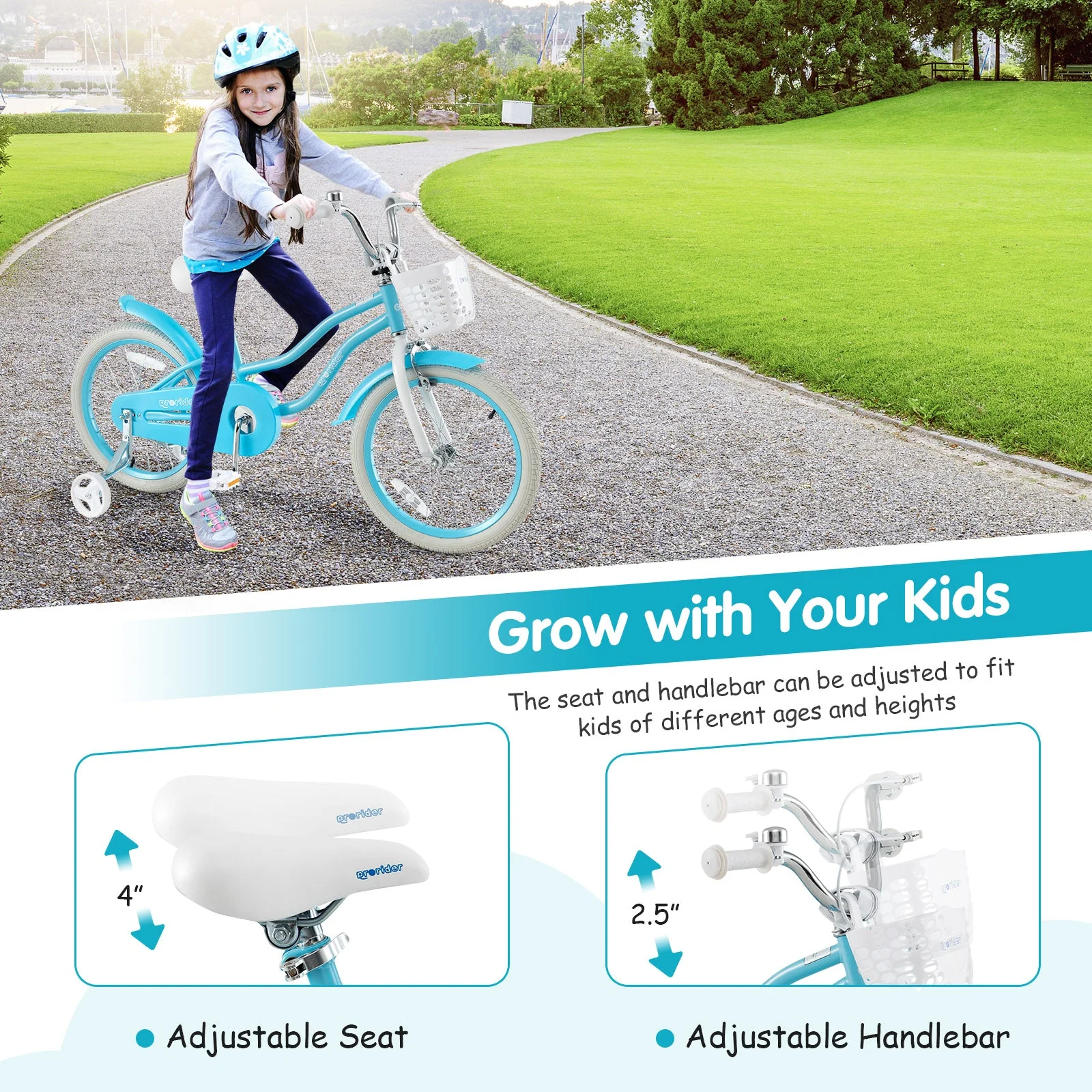 14/16/18 Inch Kids Bike with Dual Brakes and Adjustable Seat-18 inches - Image 5