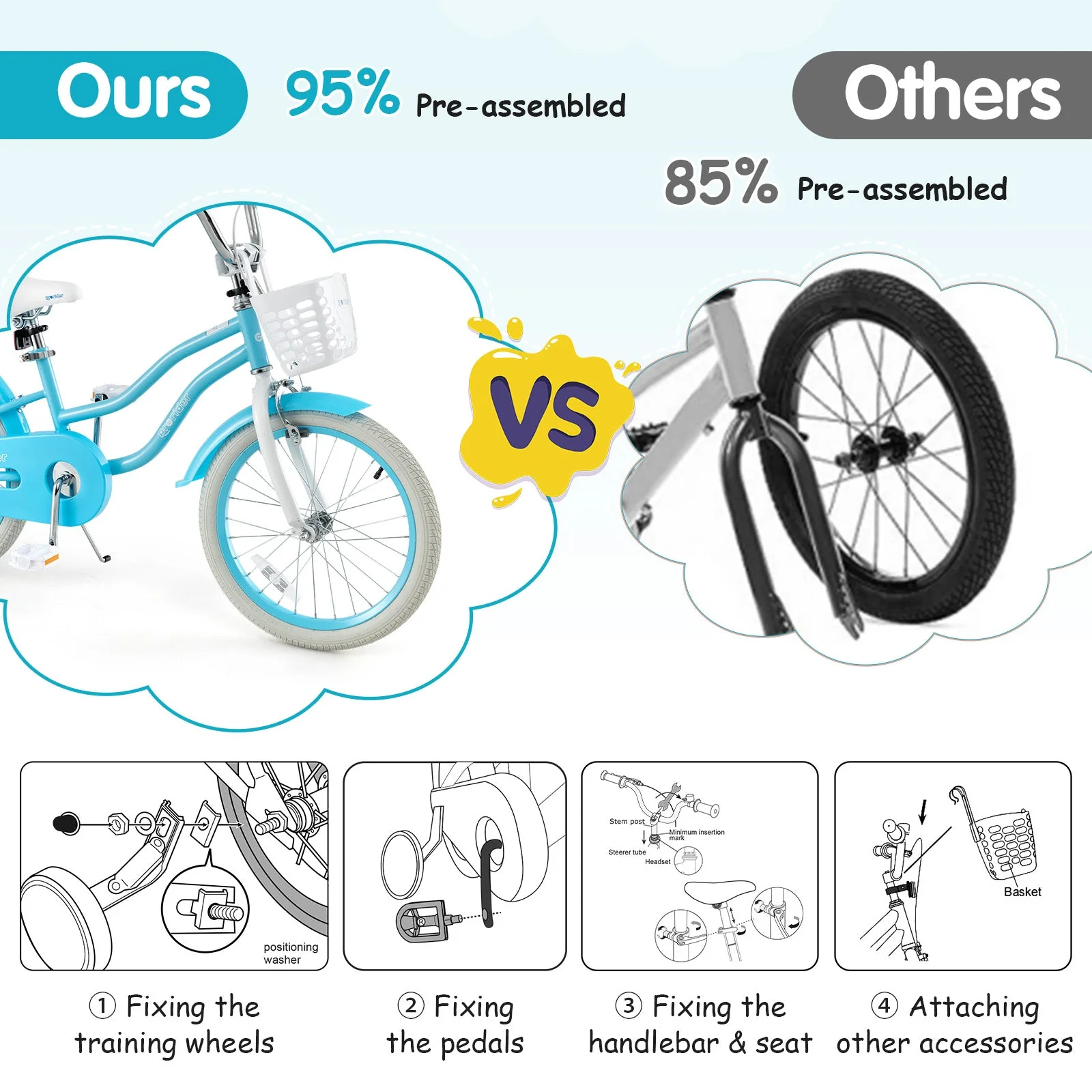 14/16/18 Inch Kids Bike with Dual Brakes and Adjustable Seat-18 inches - Image 8