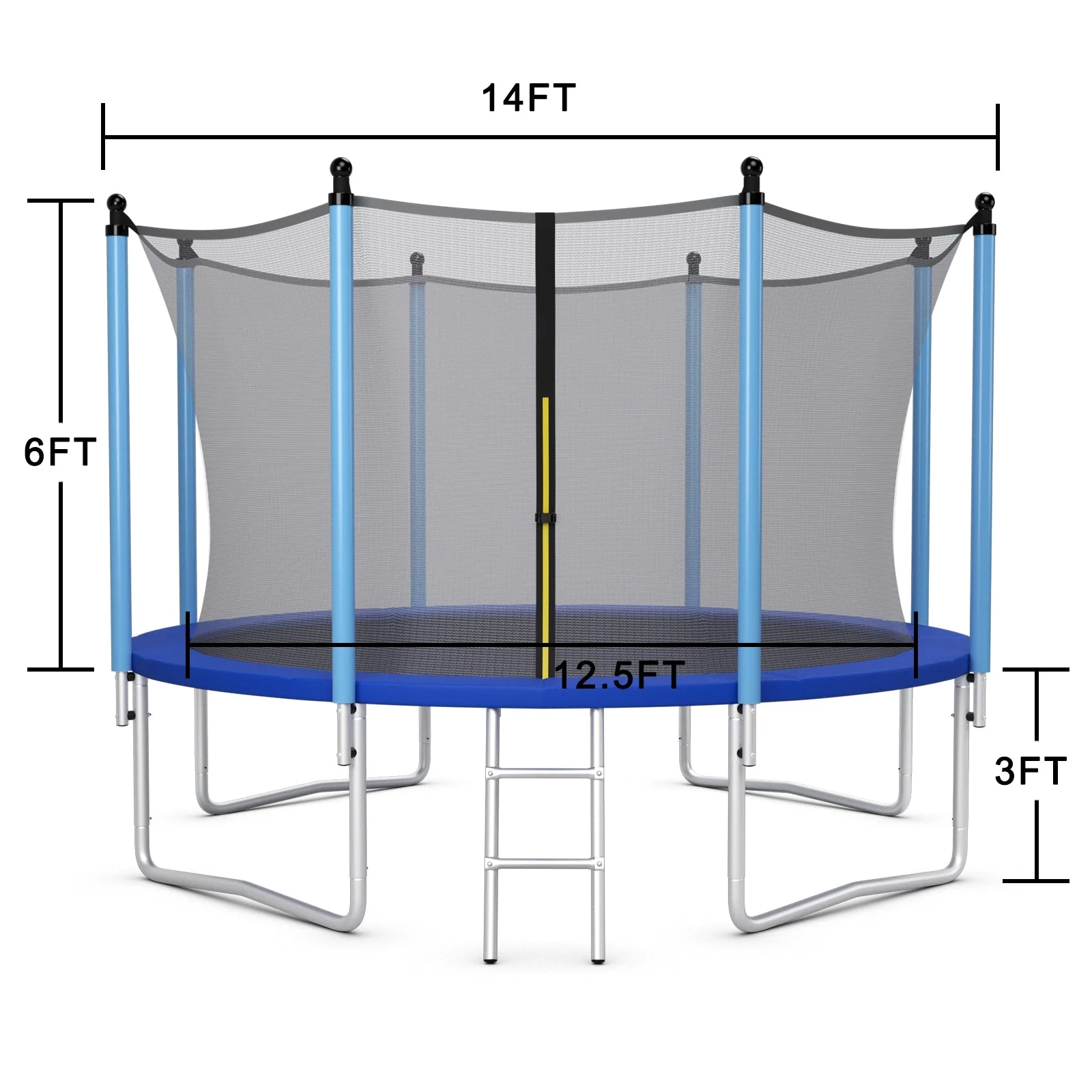 14 Feet Jumping Exercise Recreational Bounce Trampoline with Safety Net - Image 5