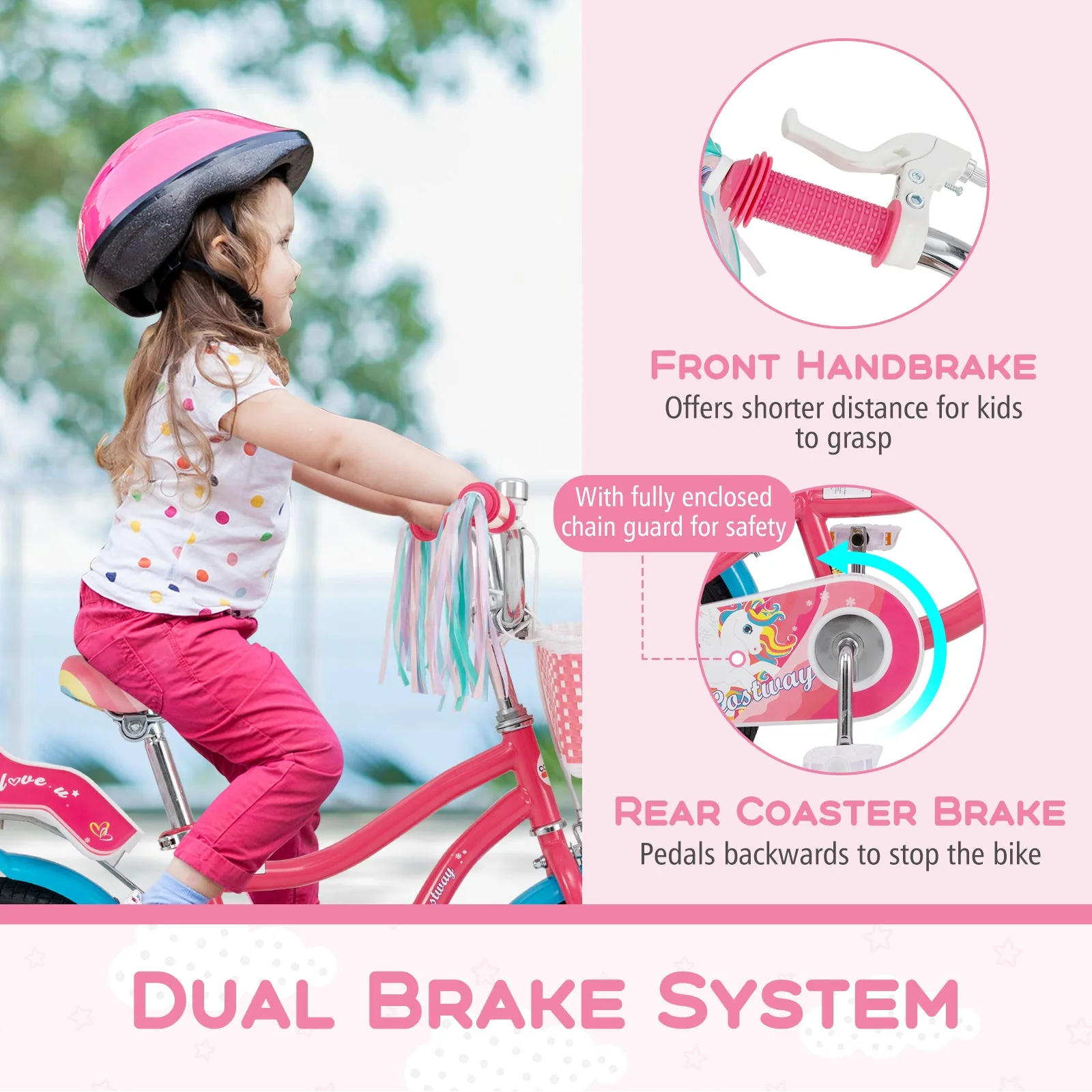 14 Inch Girls Bike for 3-5 Years Old Kids Bike with Doll Seat and Training Wheels - Image 8