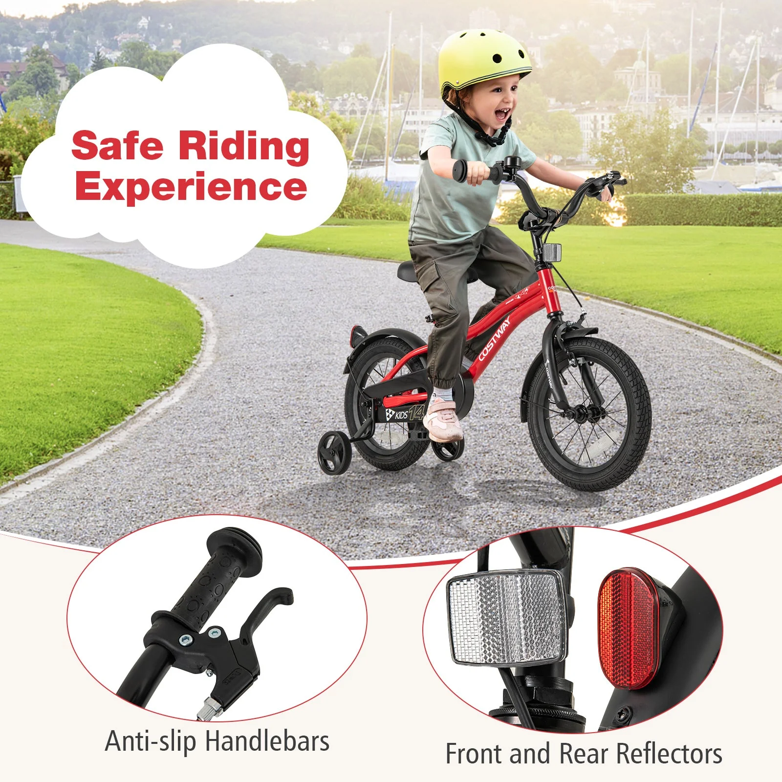 14 Inch Kids Bike Adjustable Bicycle with Reflectors and Bell for 3-5 Years Old - Image 8