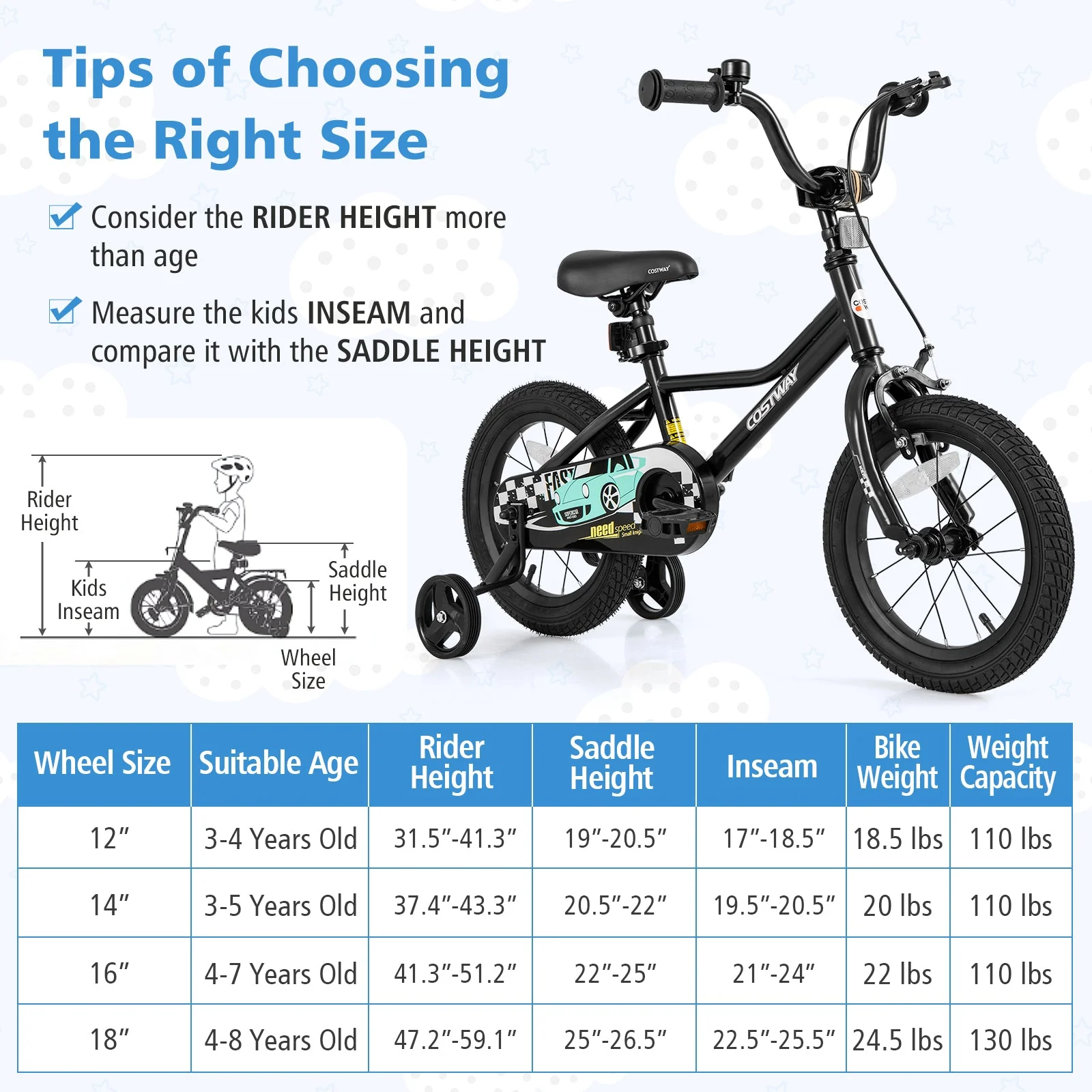 14 Inch Kids Bike Adjustable for 3-5 Years Old with Low-Step Frame - Image 4