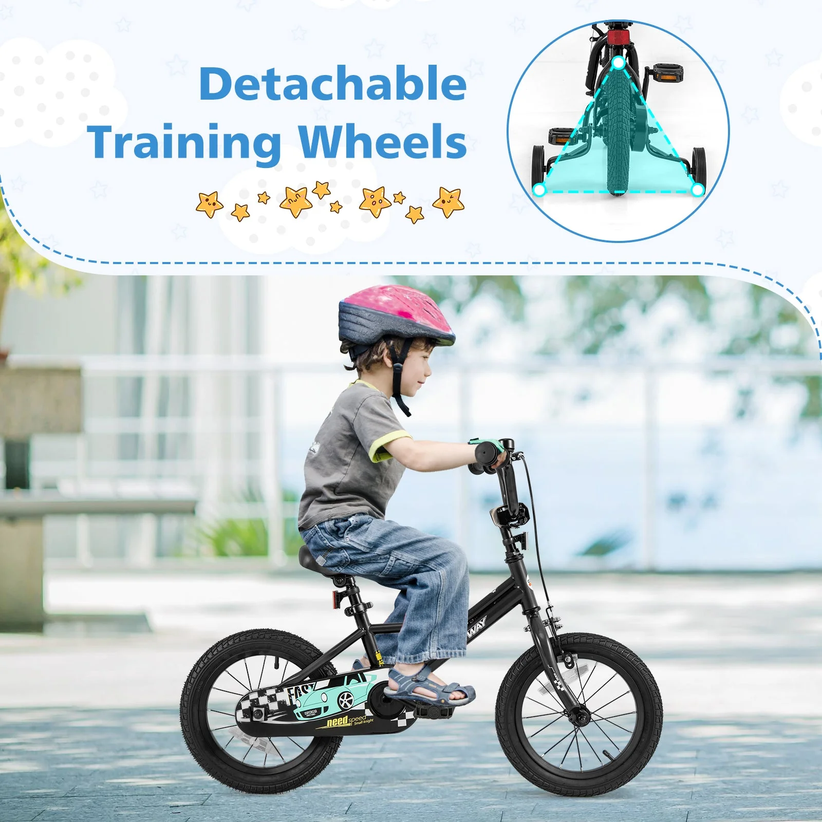 14 Inch Kids Bike Adjustable for 3-5 Years Old with Low-Step Frame - Image 5