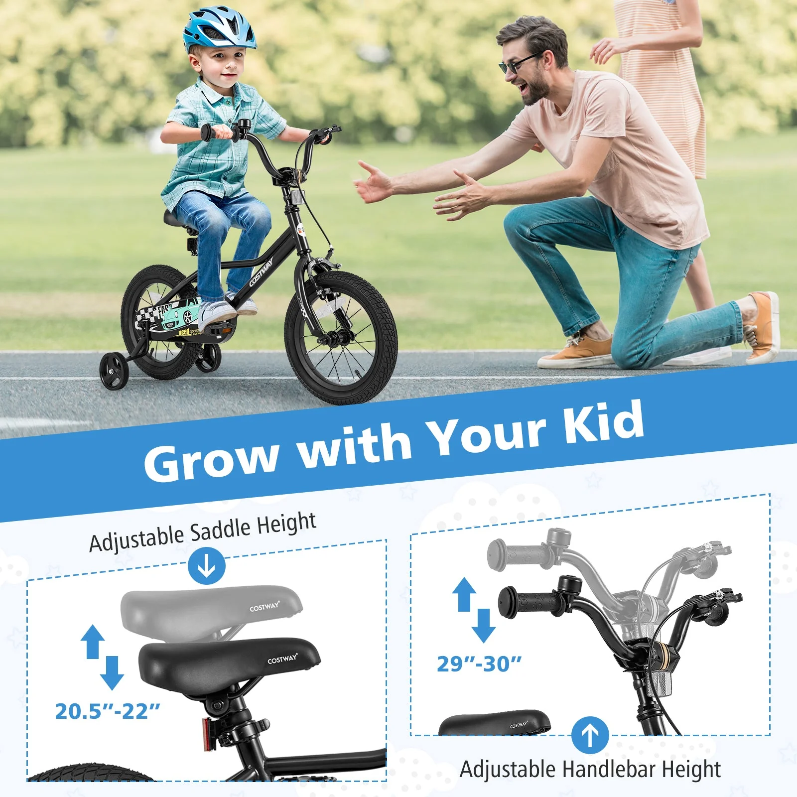 14 Inch Kids Bike Adjustable for 3-5 Years Old with Low-Step Frame - Image 6