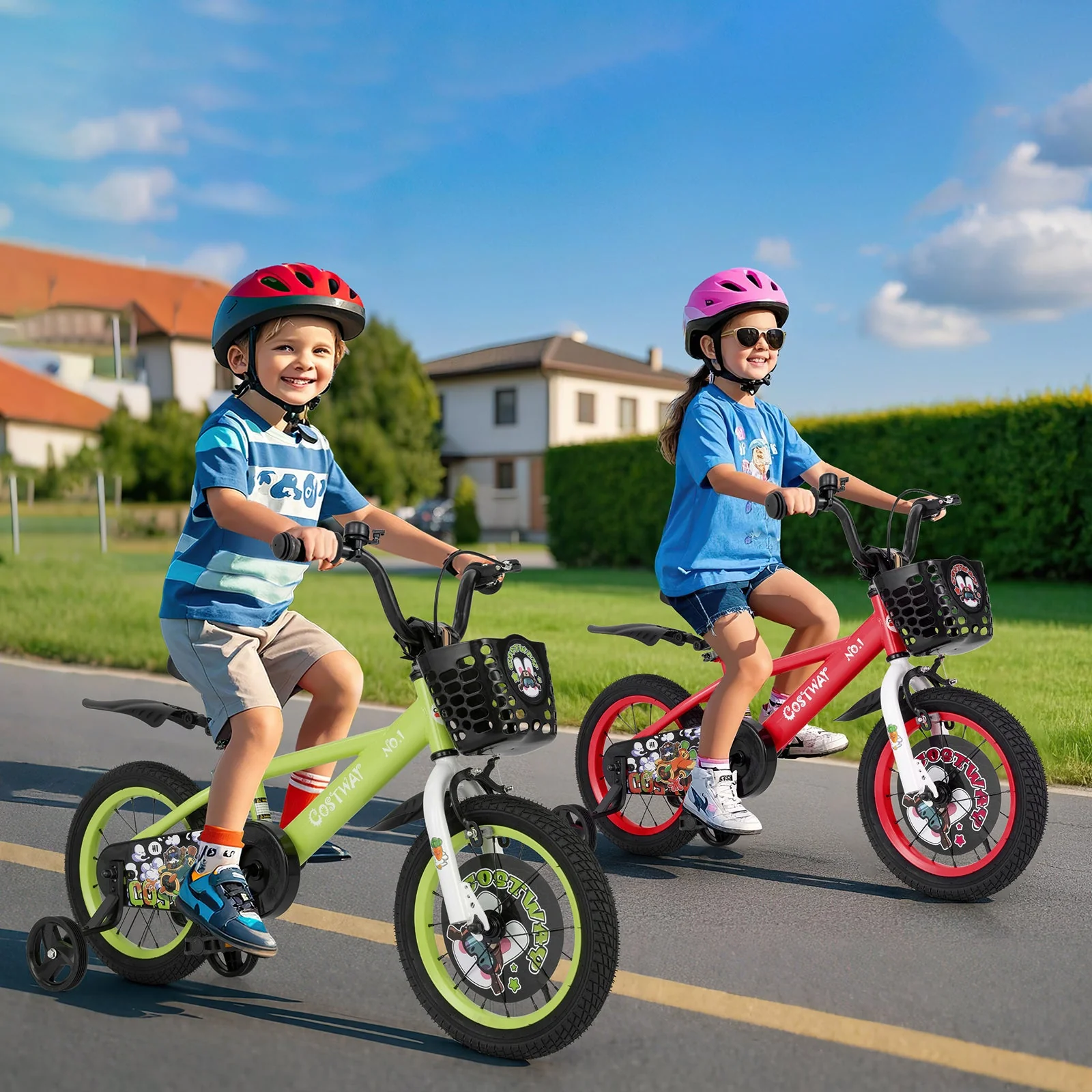 14 Inch Kids Bike Adjustable with Detachable Training Wheels for 3-5 Years Old-14 inches - Image 2