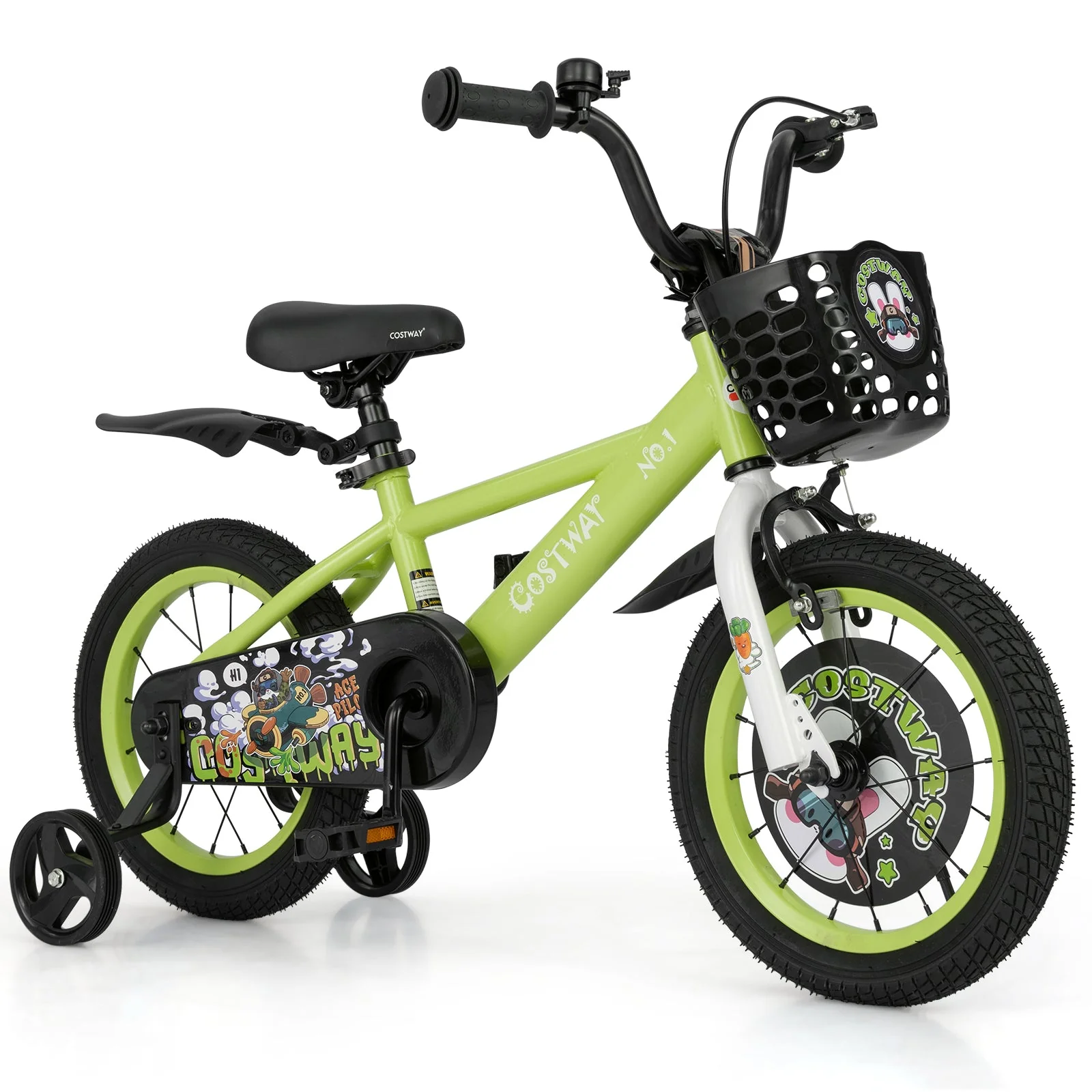 14 Inch Kids Bike Adjustable with Detachable Training Wheels for 3-5 Years Old-14 inches - Image 3